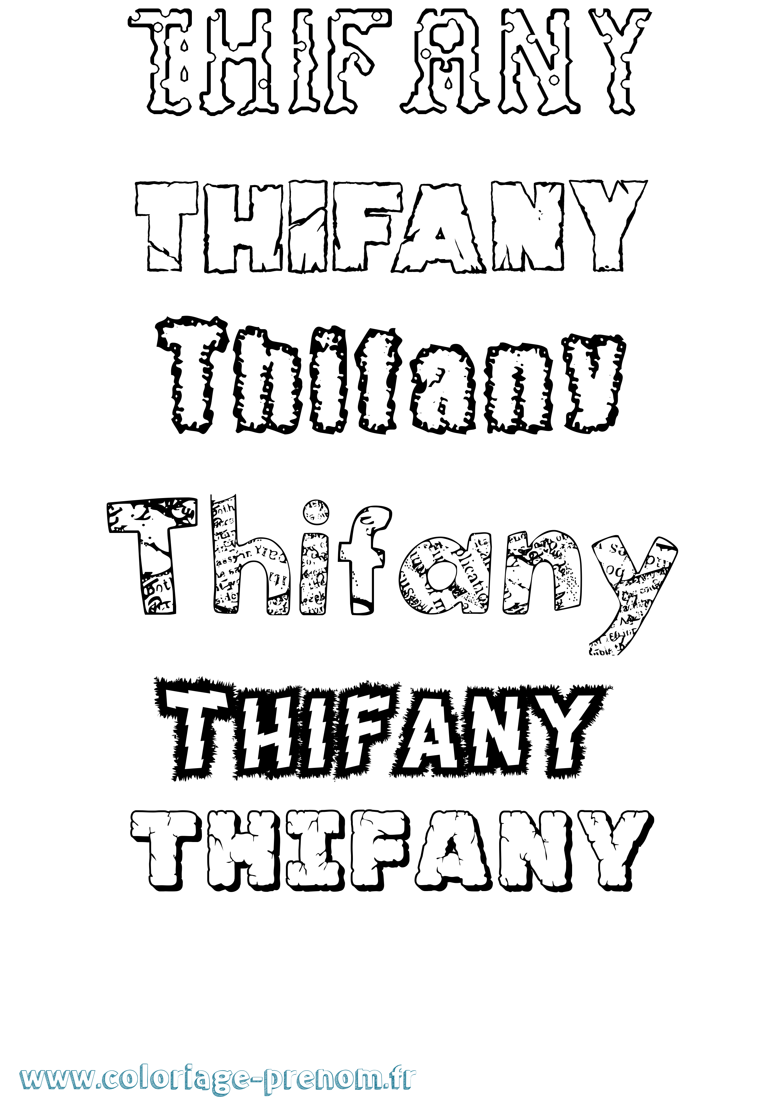 Coloriage prénom Thifany Destructuré