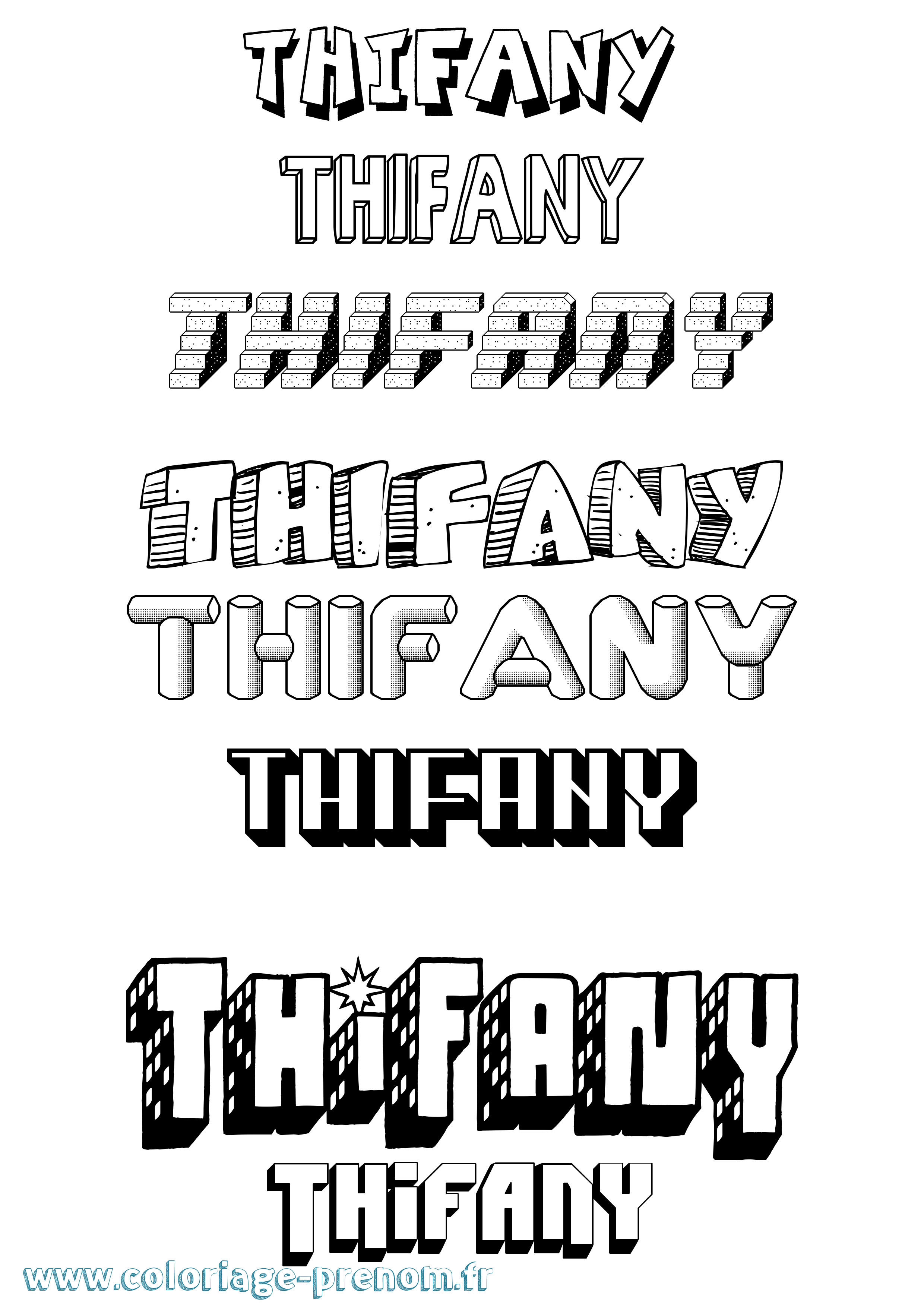 Coloriage prénom Thifany Effet 3D
