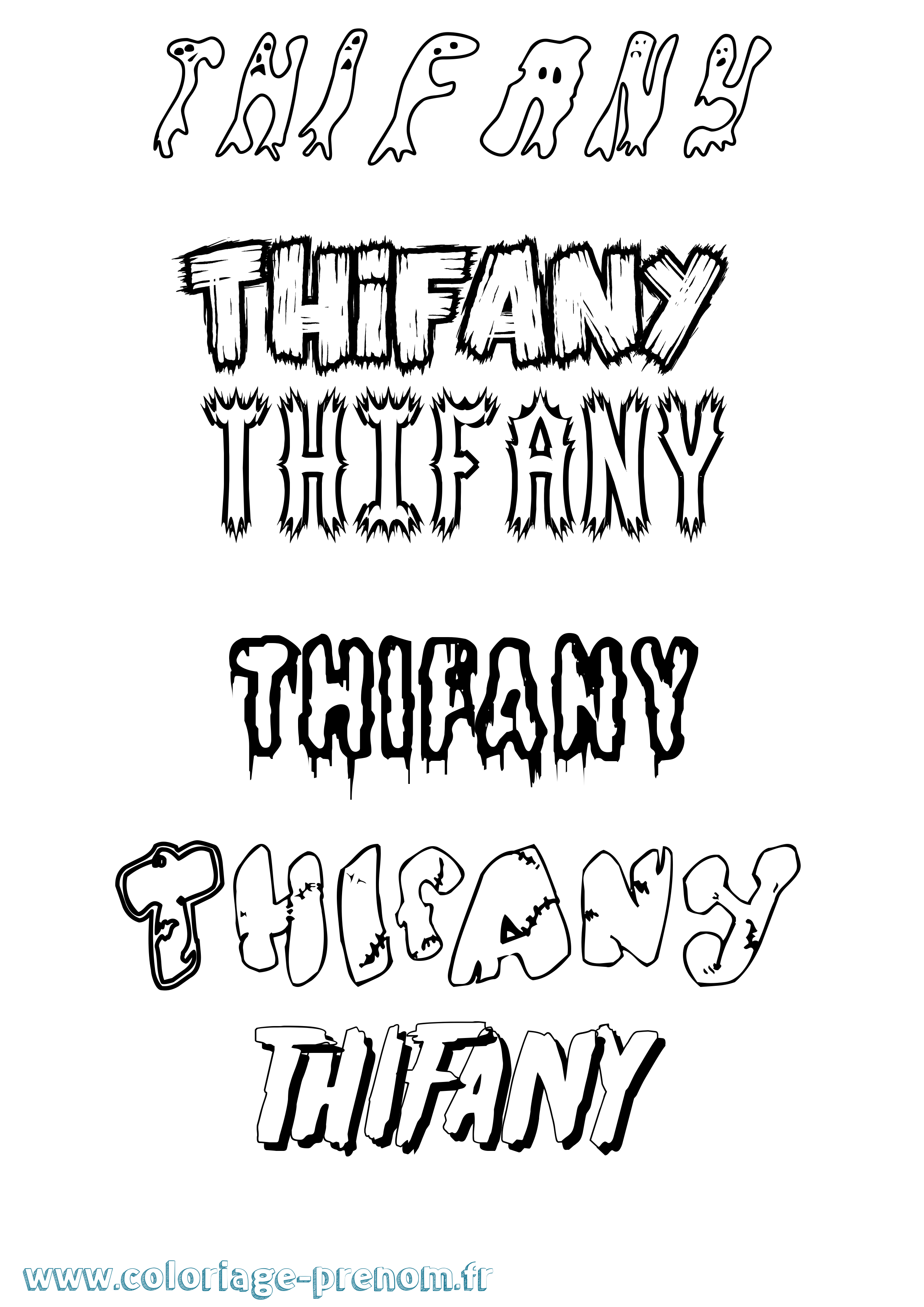 Coloriage prénom Thifany Frisson
