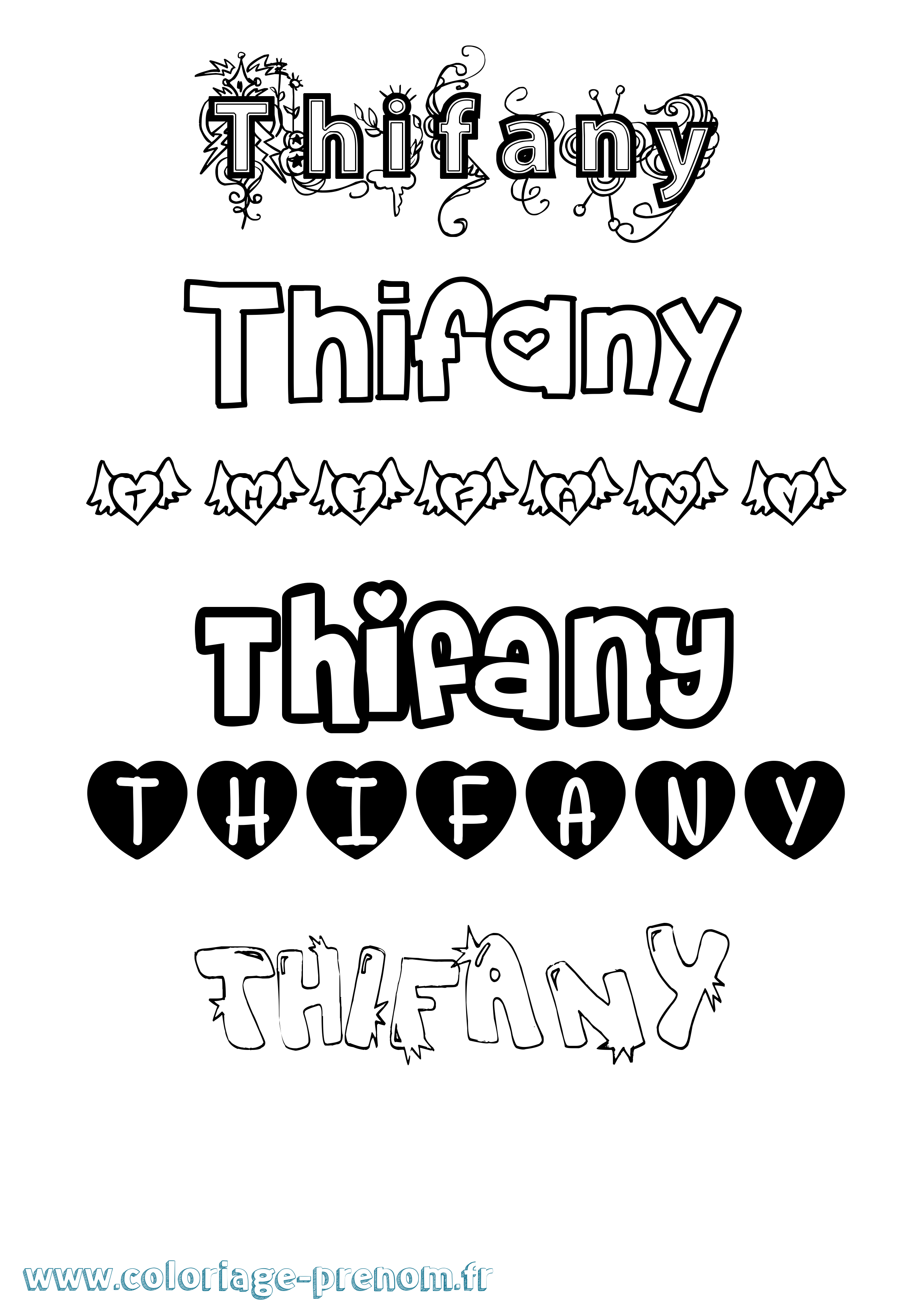 Coloriage prénom Thifany Girly