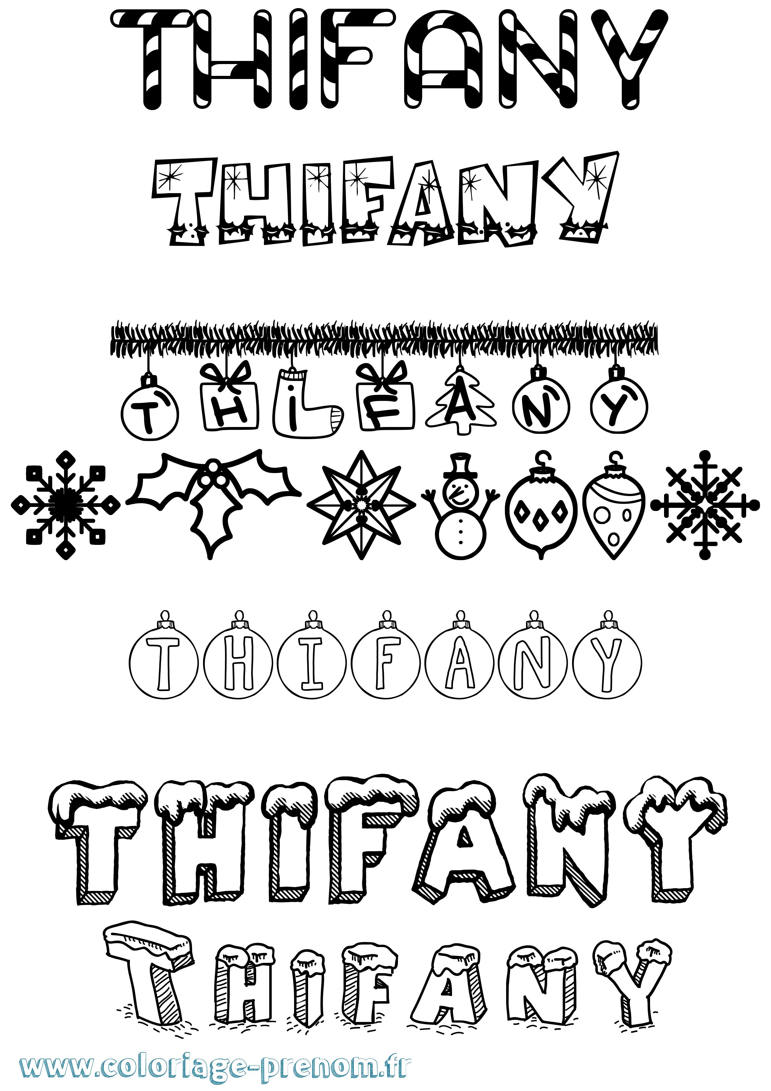 Coloriage prénom Thifany Noël