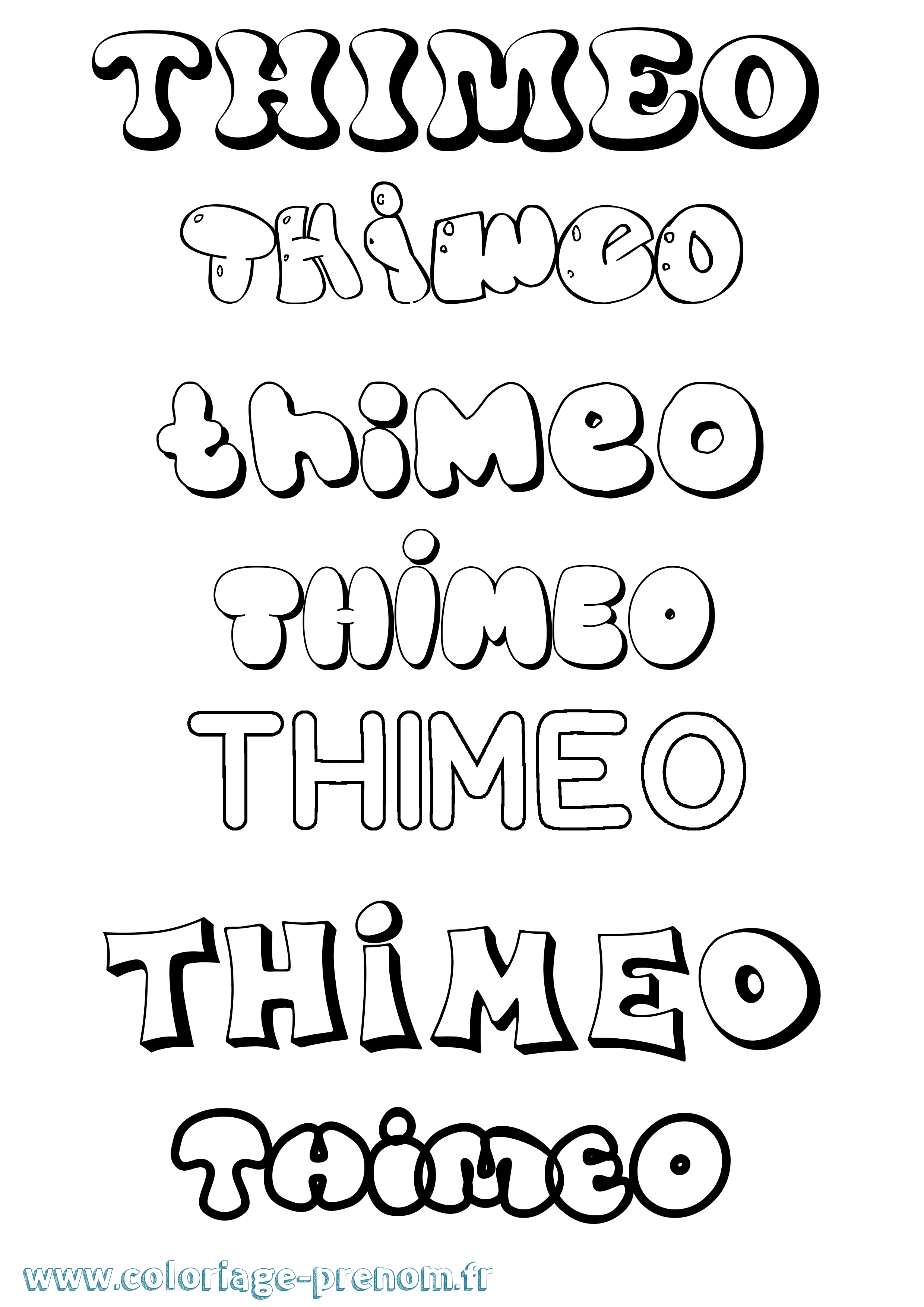 Coloriage prénom Thimeo Bubble