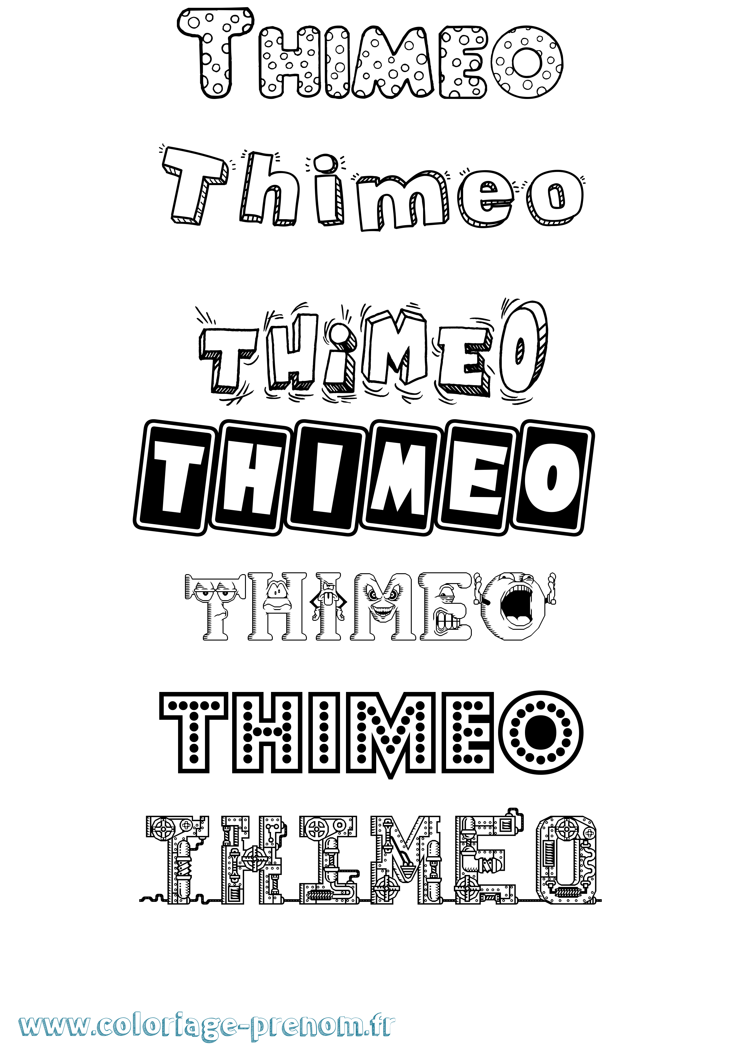 Coloriage prénom Thimeo Fun
