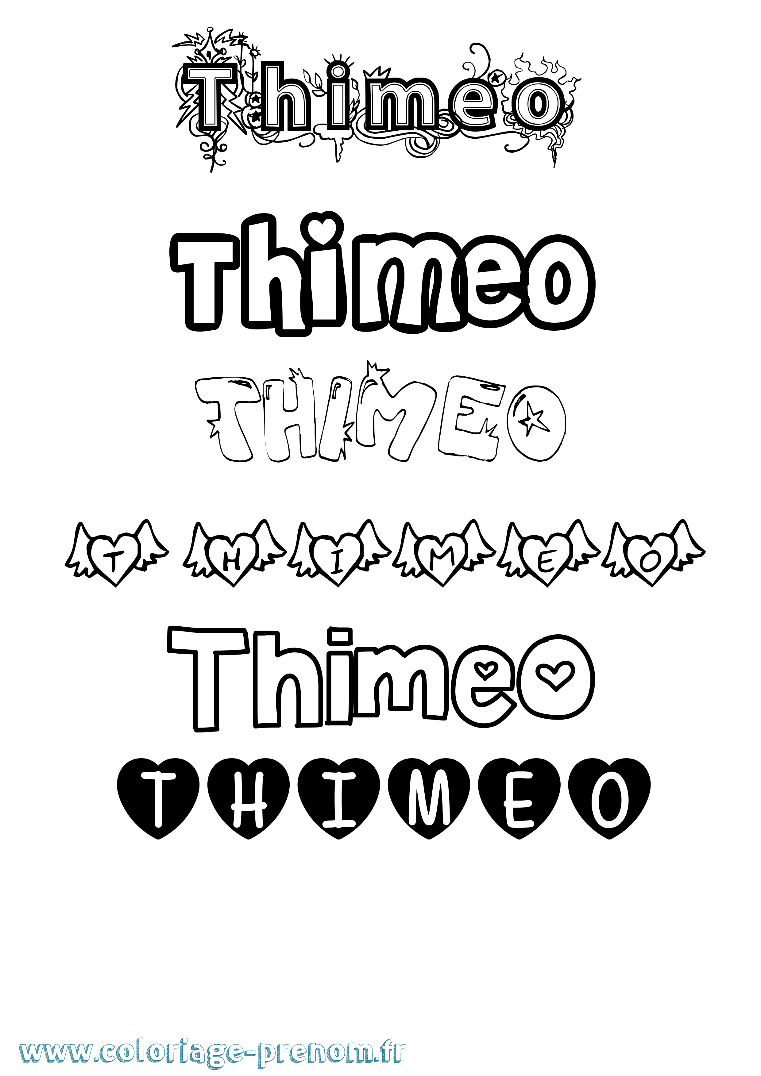 Coloriage prénom Thimeo Girly