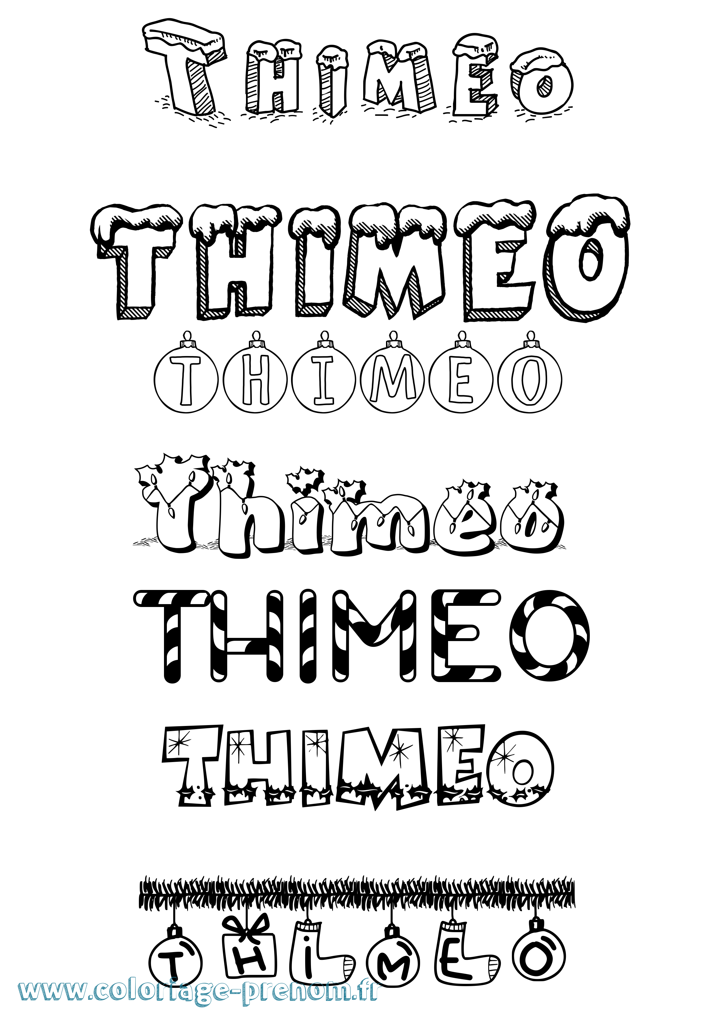 Coloriage prénom Thimeo Noël
