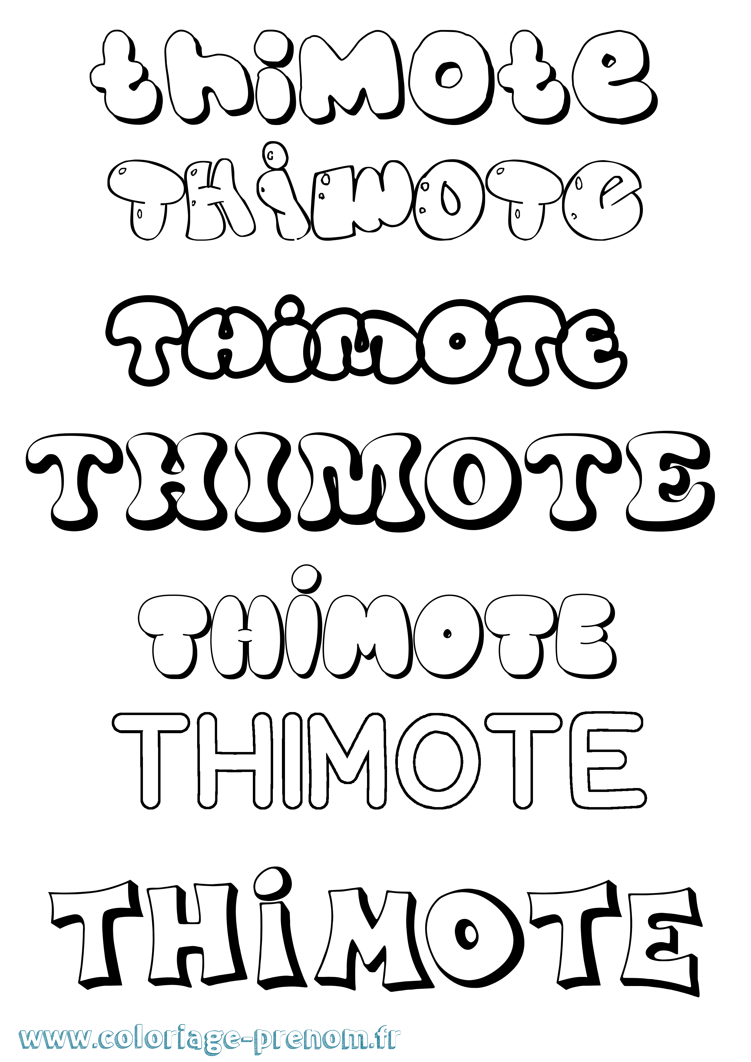 Coloriage prénom Thimote Bubble