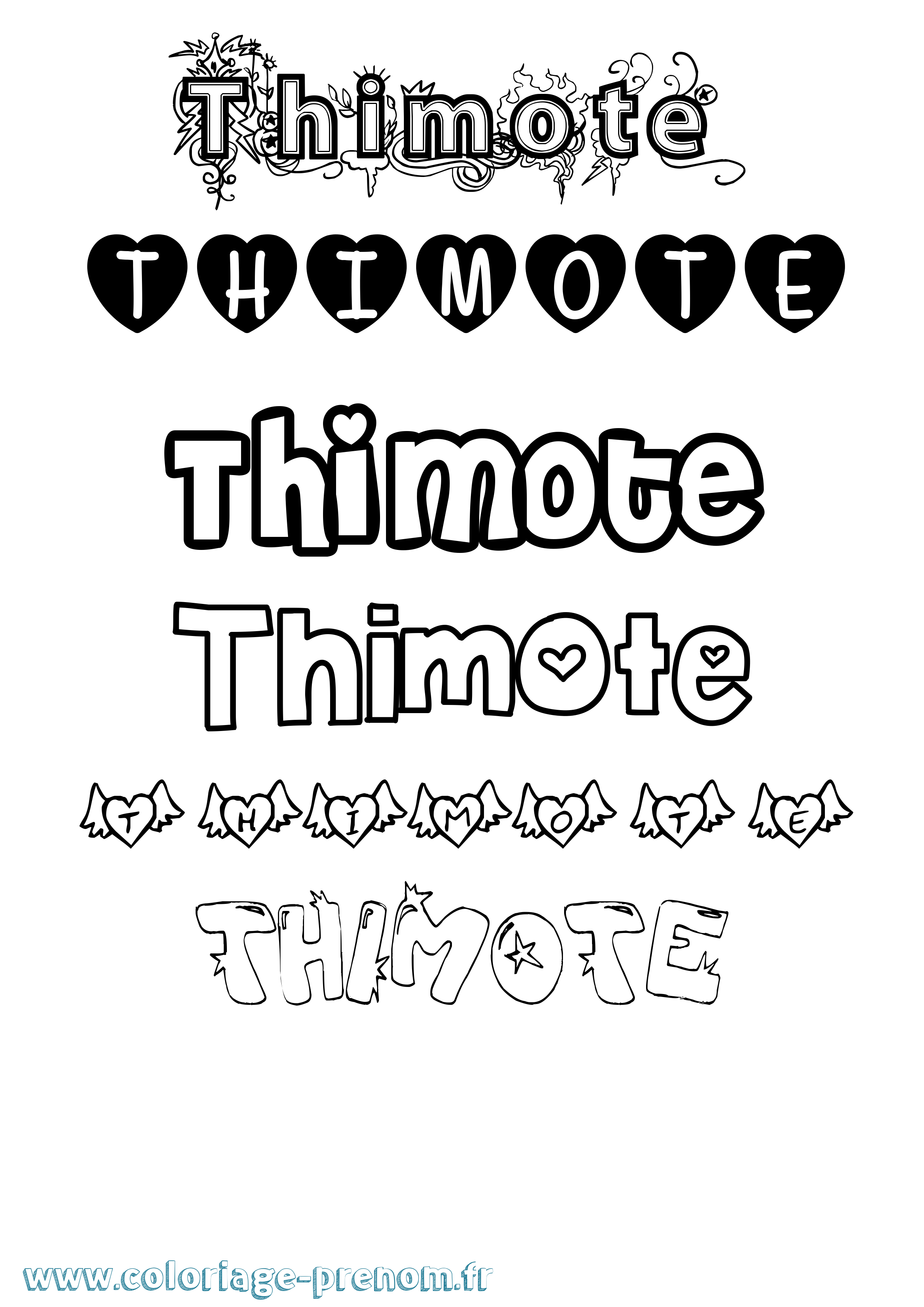 Coloriage Thimote Girly Coloriage prénom Thimote Girly