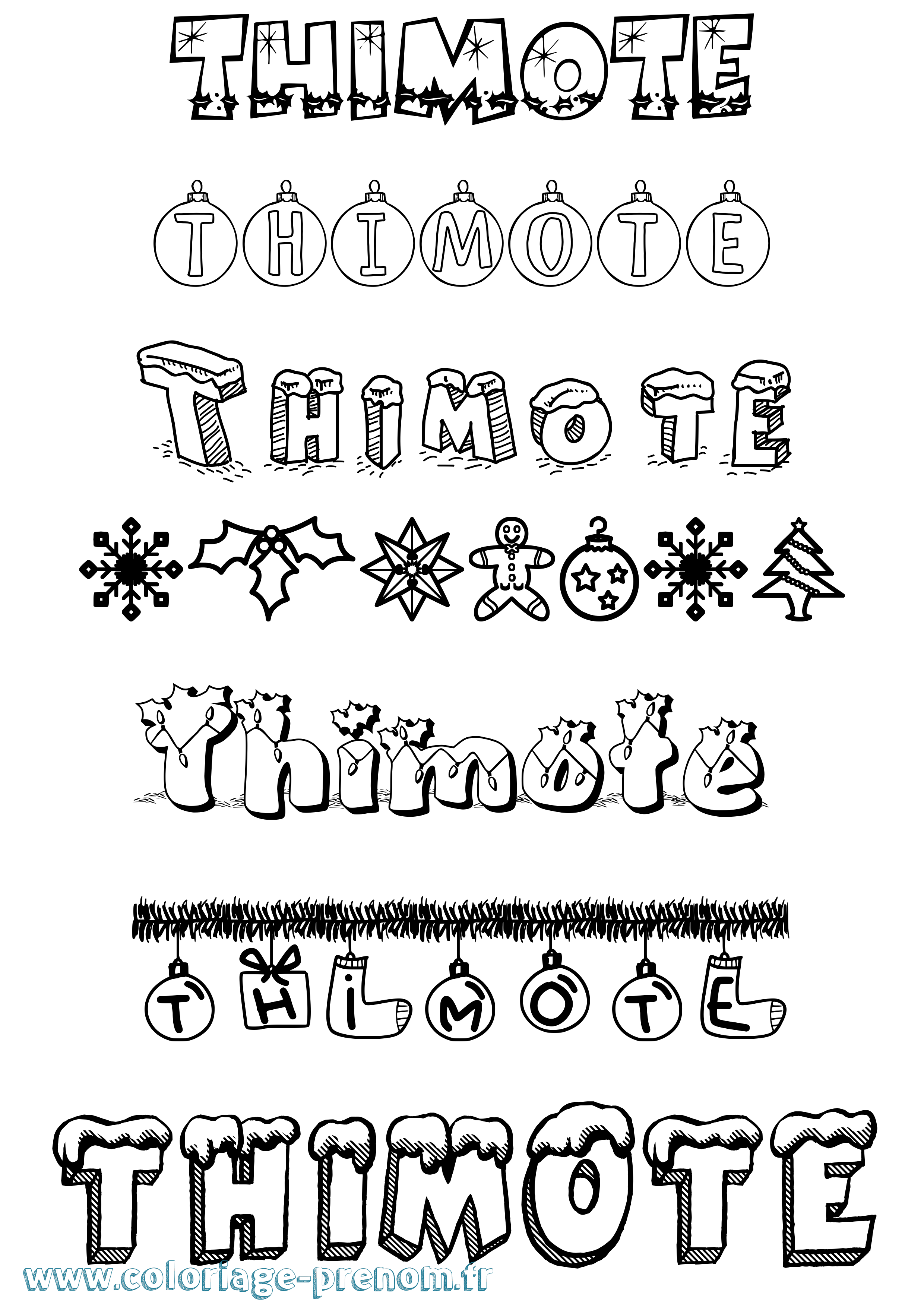 Coloriage prénom Thimote Noël