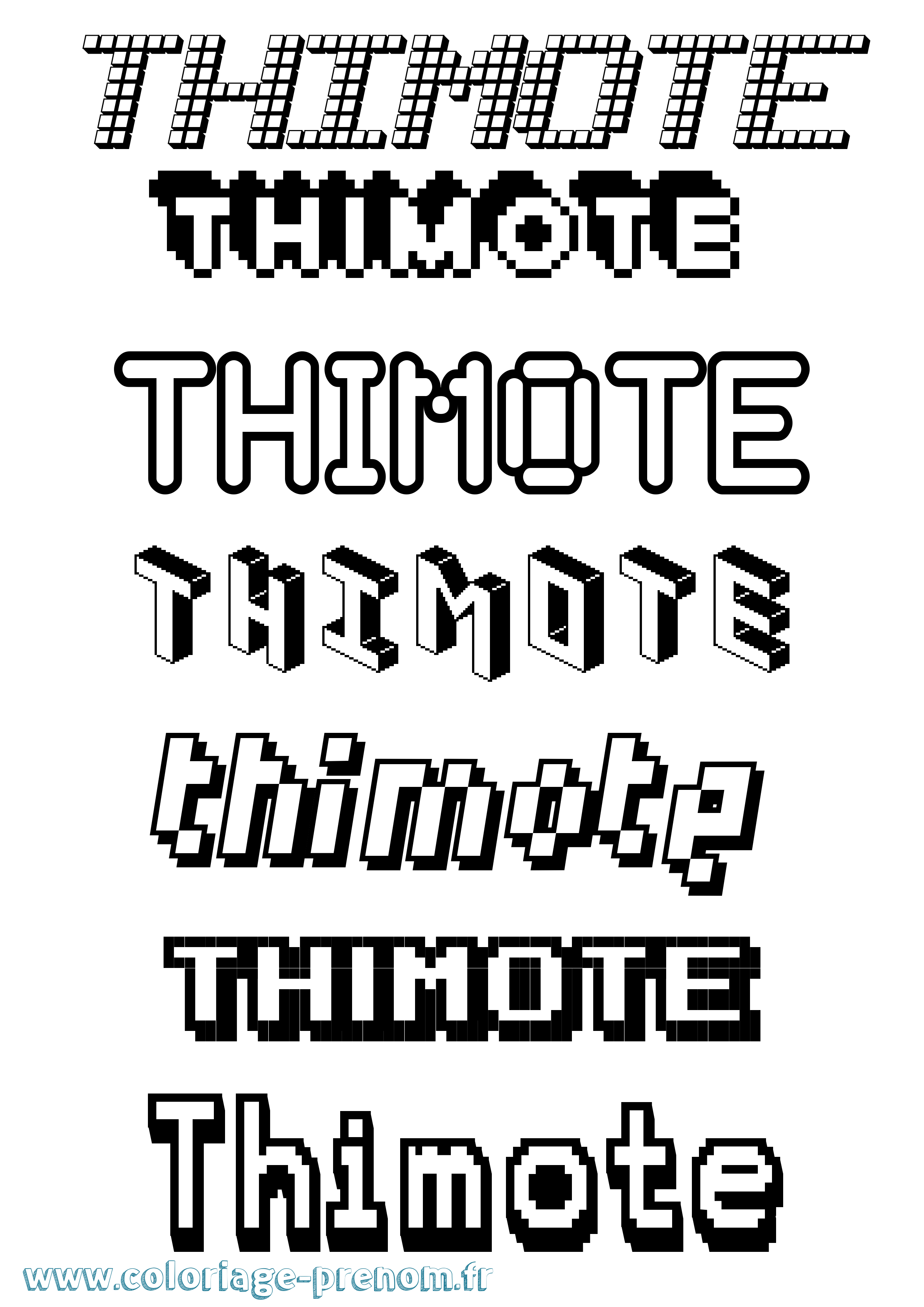 Coloriage prénom Thimote Pixel