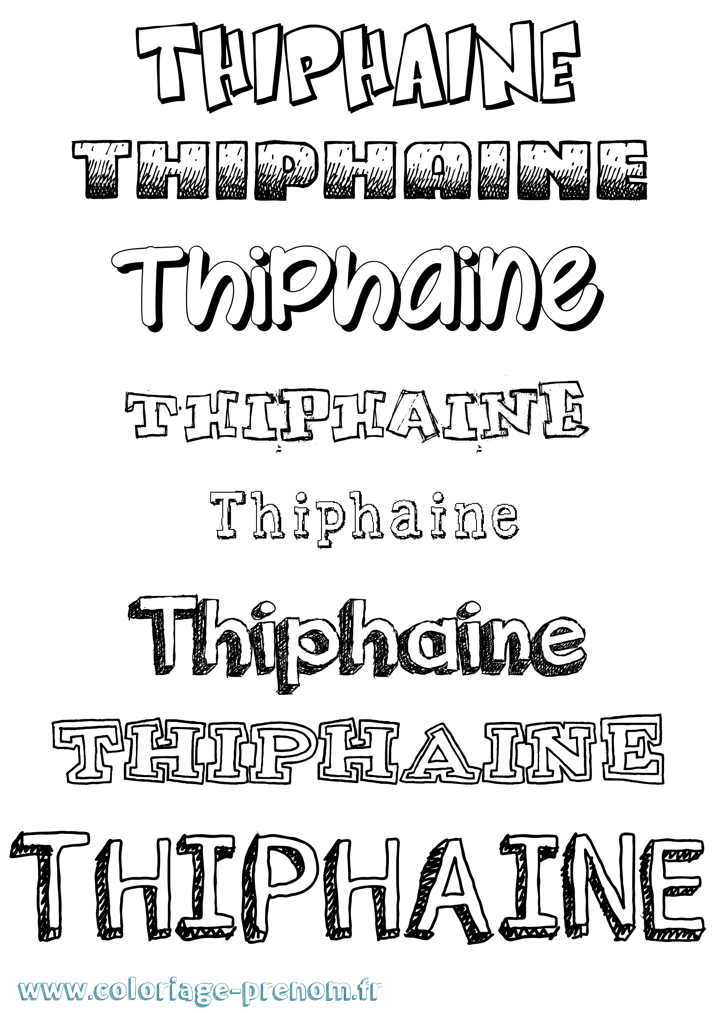 Coloriage prénom Thiphaine Dessiné