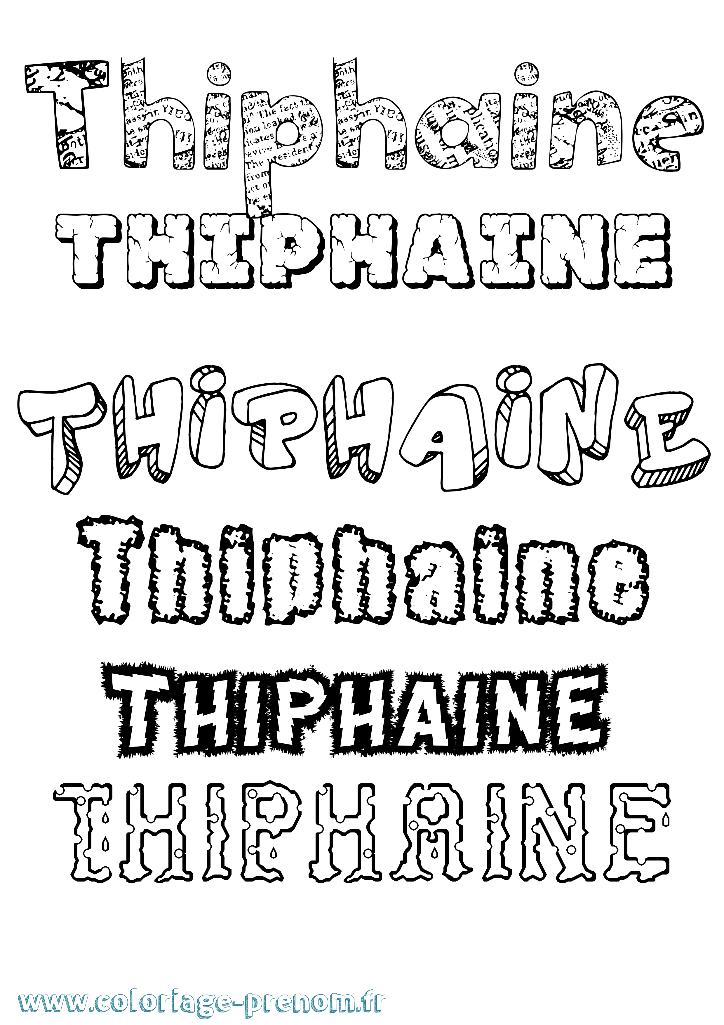 Coloriage prénom Thiphaine Destructuré