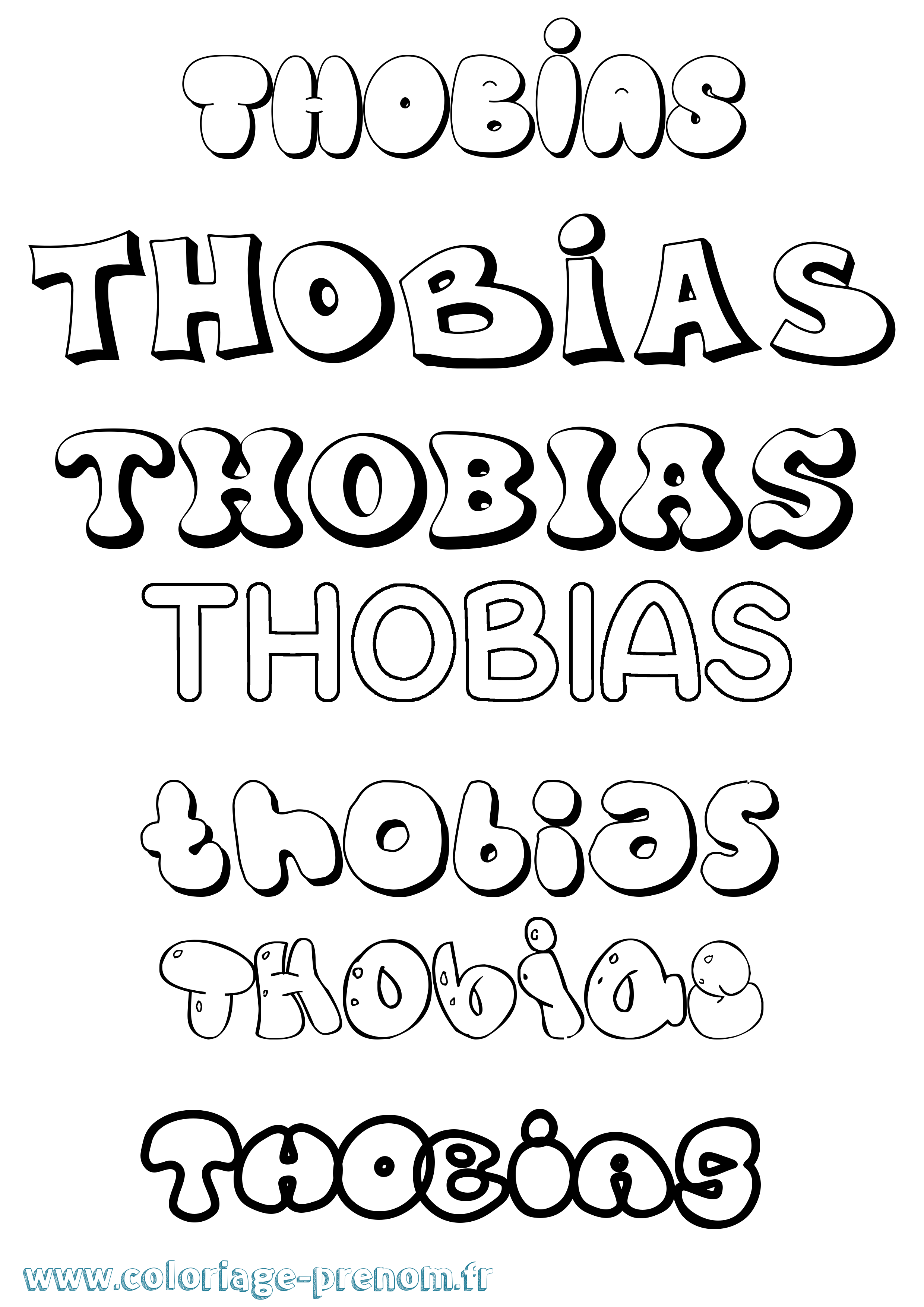 Coloriage Thobias Bubble Coloriage prénom Thobias Bubble