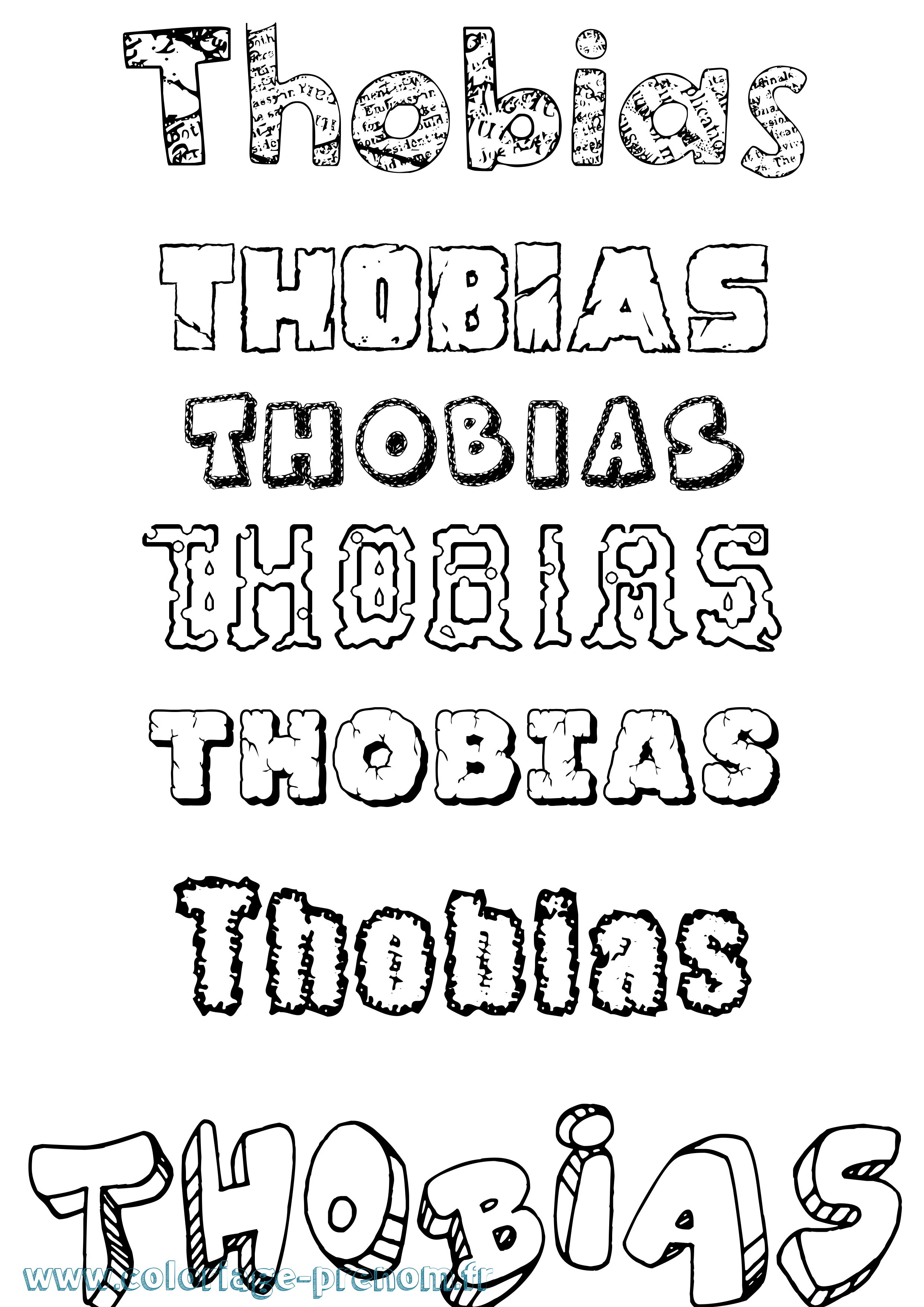 Coloriage Thobias Destructuré Coloriage prénom Thobias Destructuré