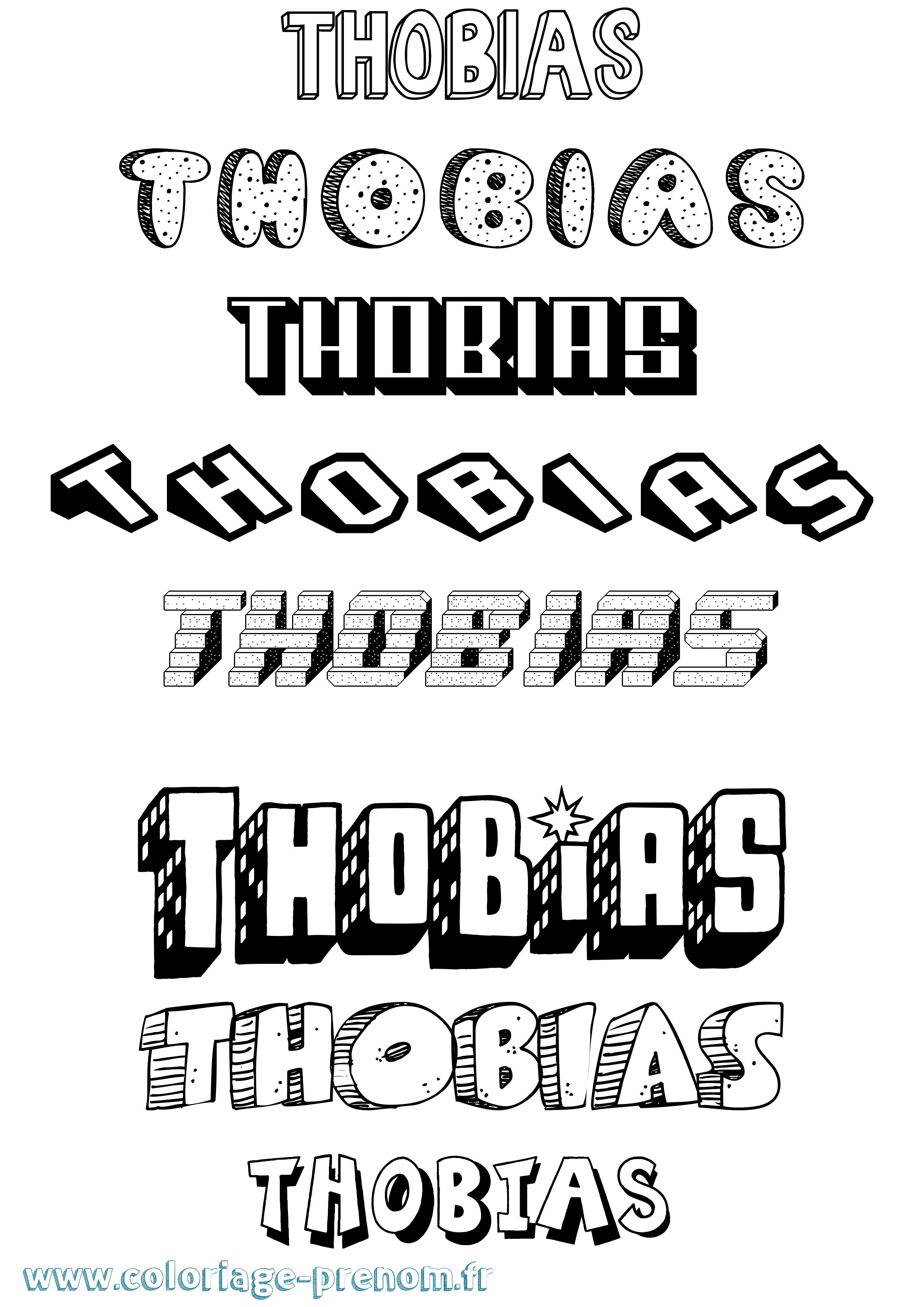Coloriage Thobias Effet 3D Coloriage prénom Thobias Effet 3D