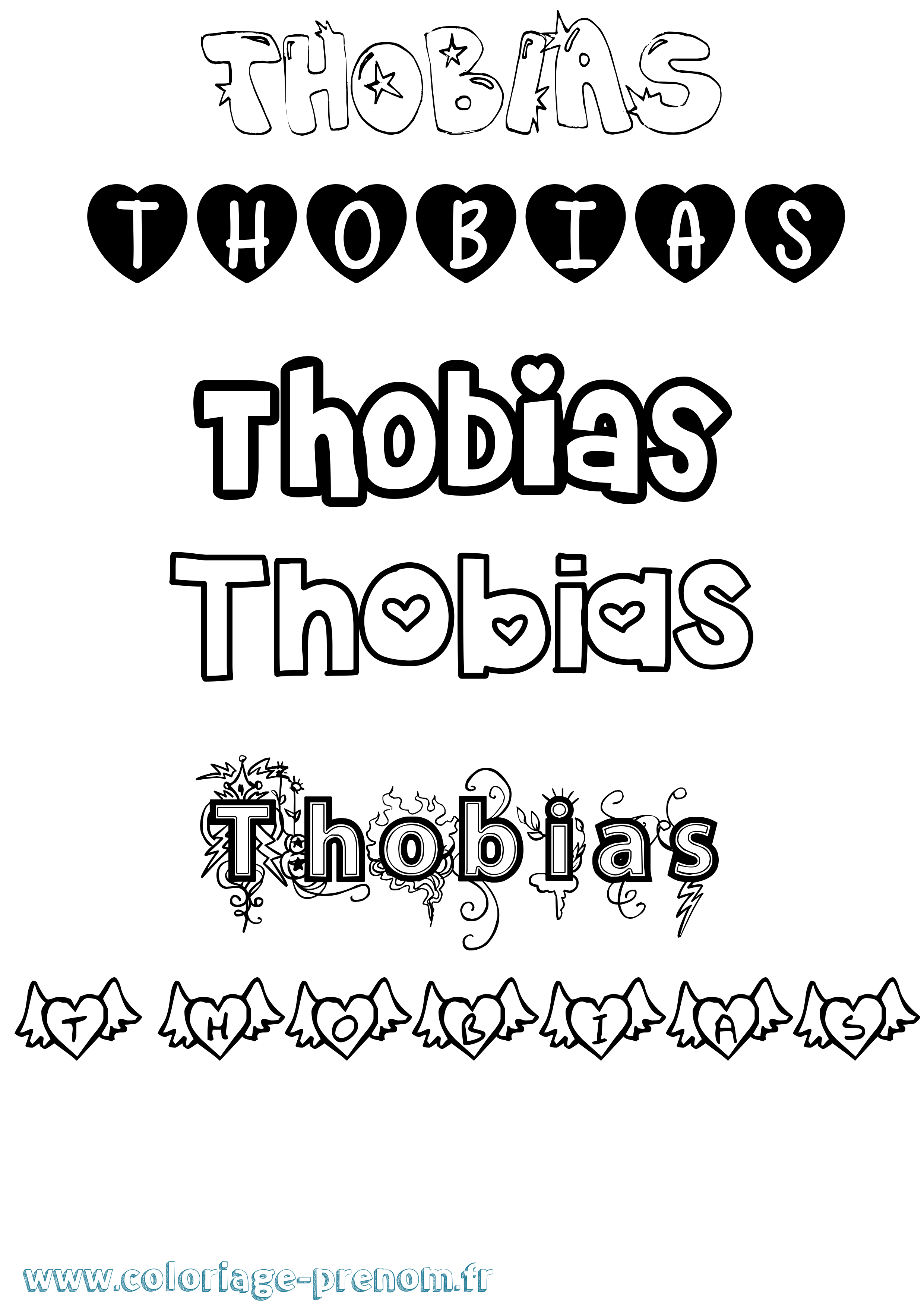 Coloriage Thobias Girly Coloriage prénom Thobias Girly