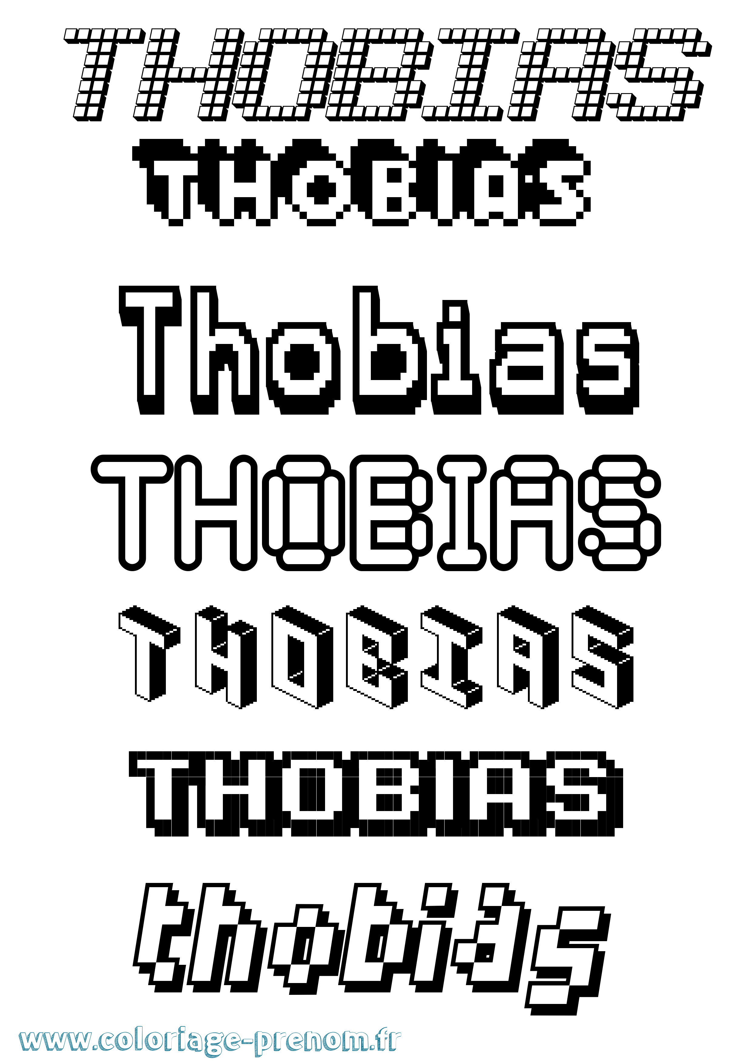 Coloriage Thobias Pixel Coloriage prénom Thobias Pixel