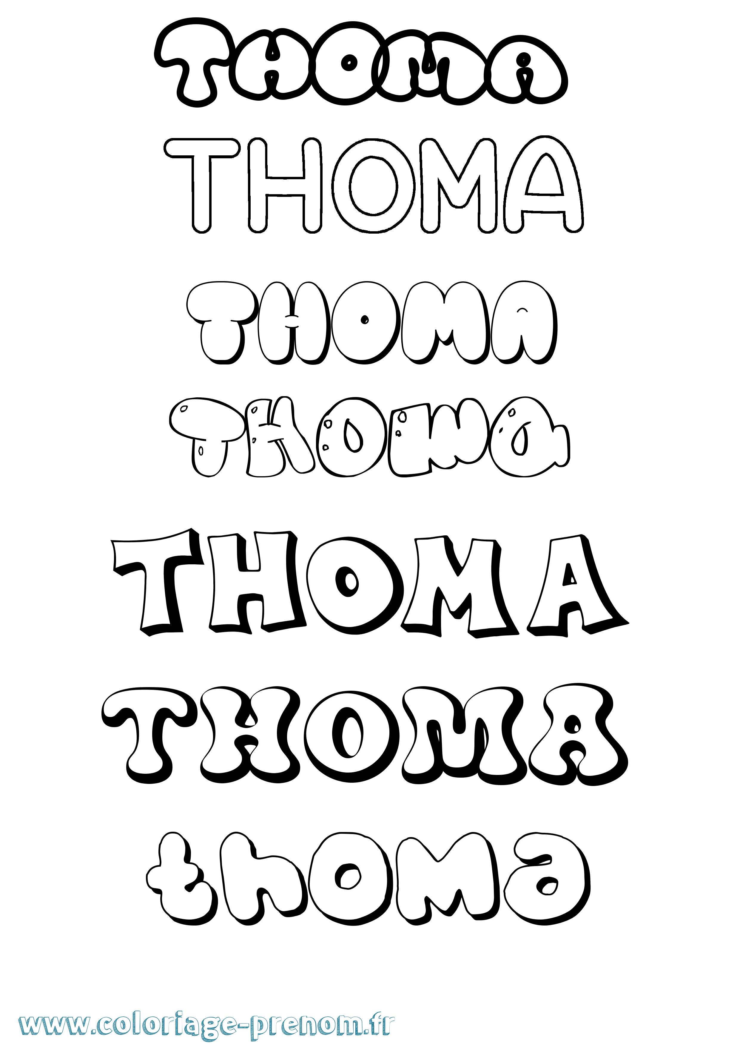 Coloriage prénom Thoma Bubble