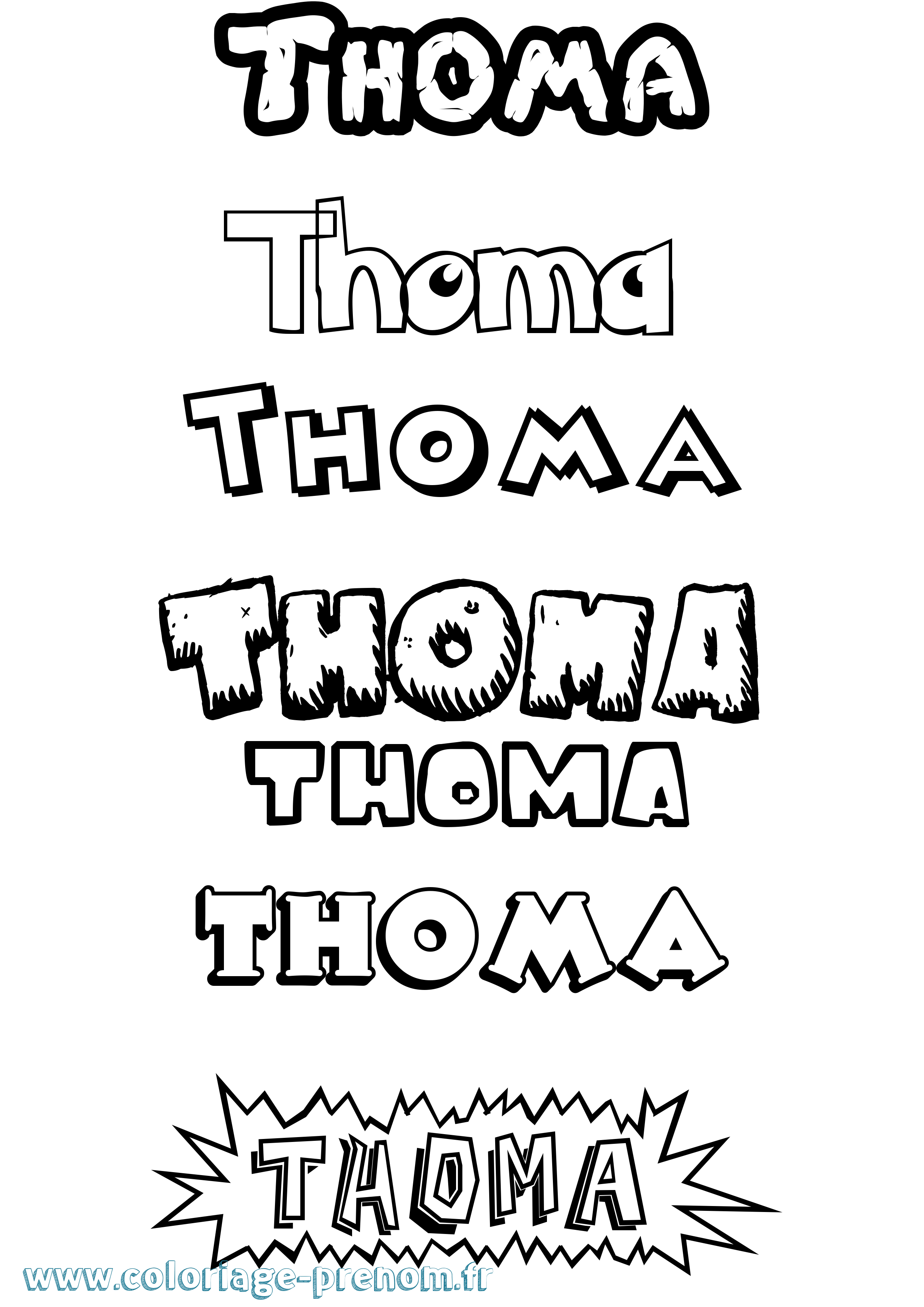 Coloriage prénom Thoma Dessin Animé