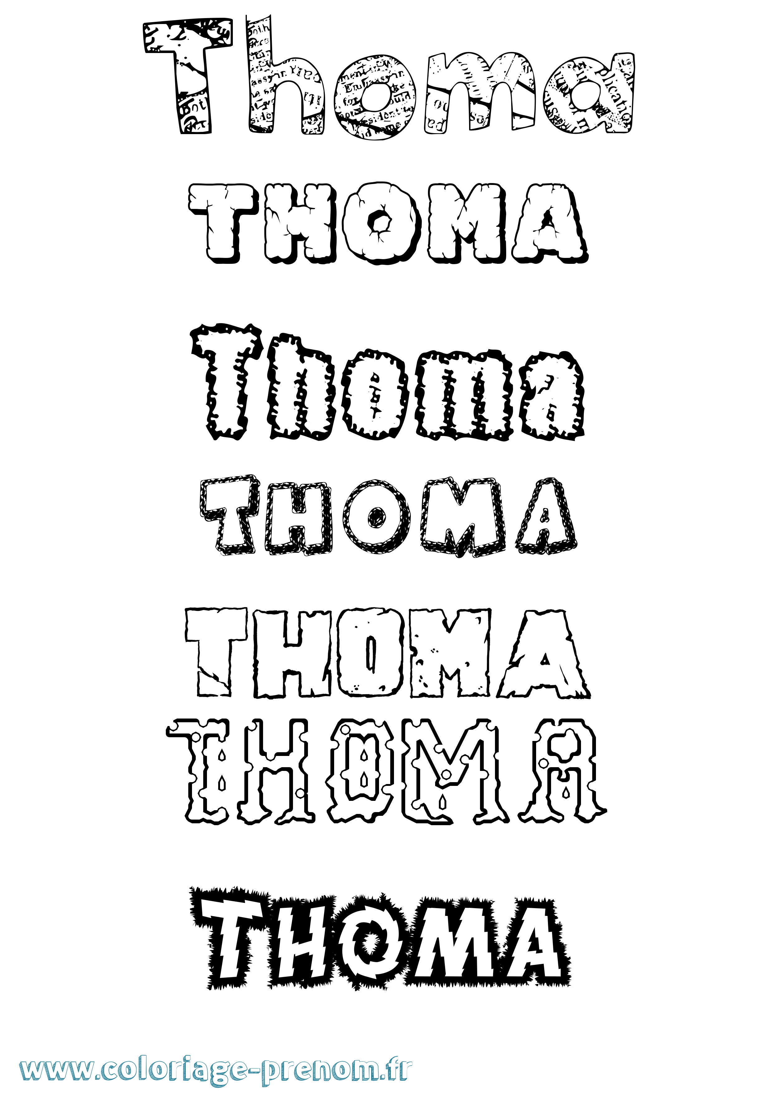 Coloriage prénom Thoma Destructuré