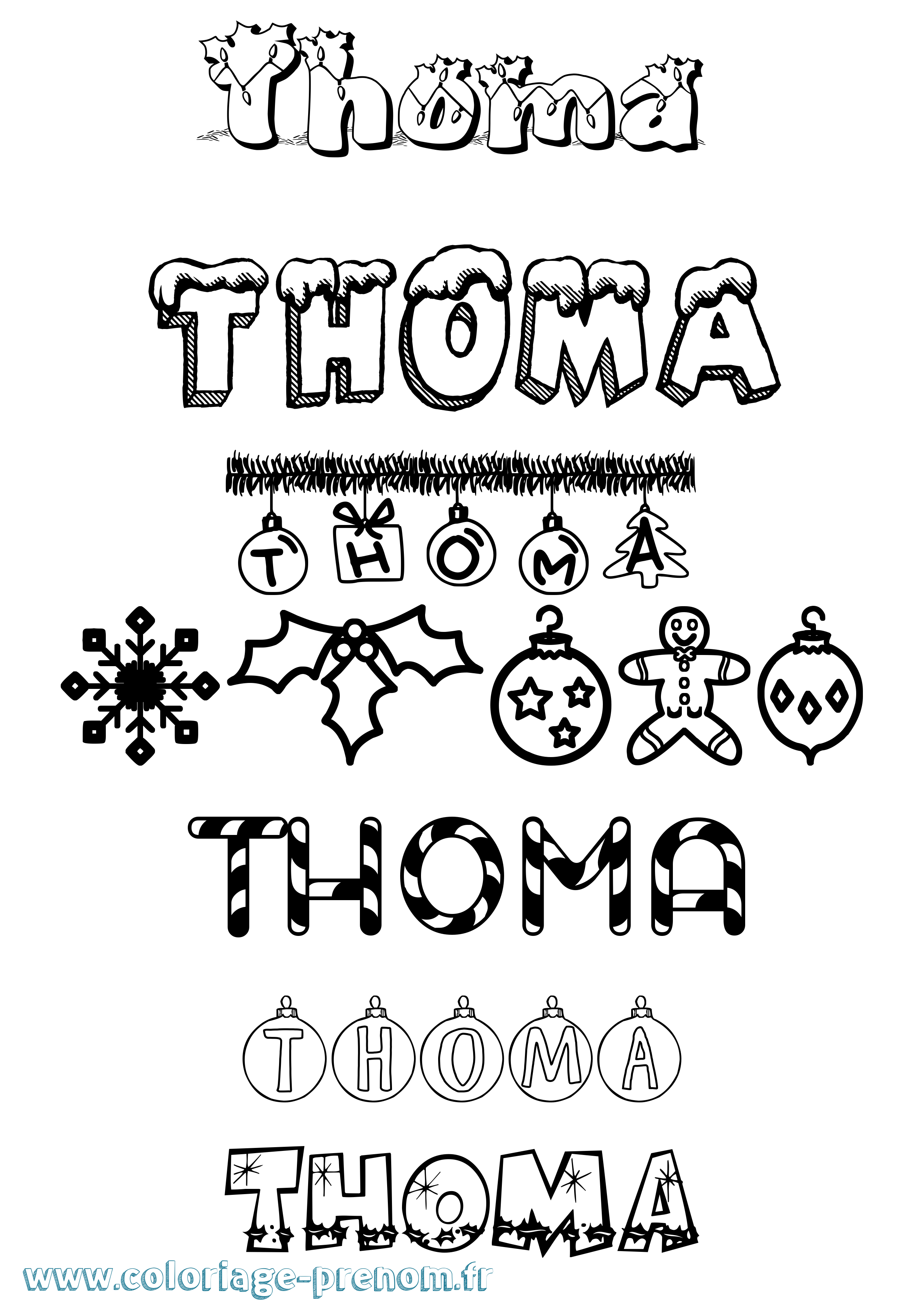 Coloriage prénom Thoma Noël