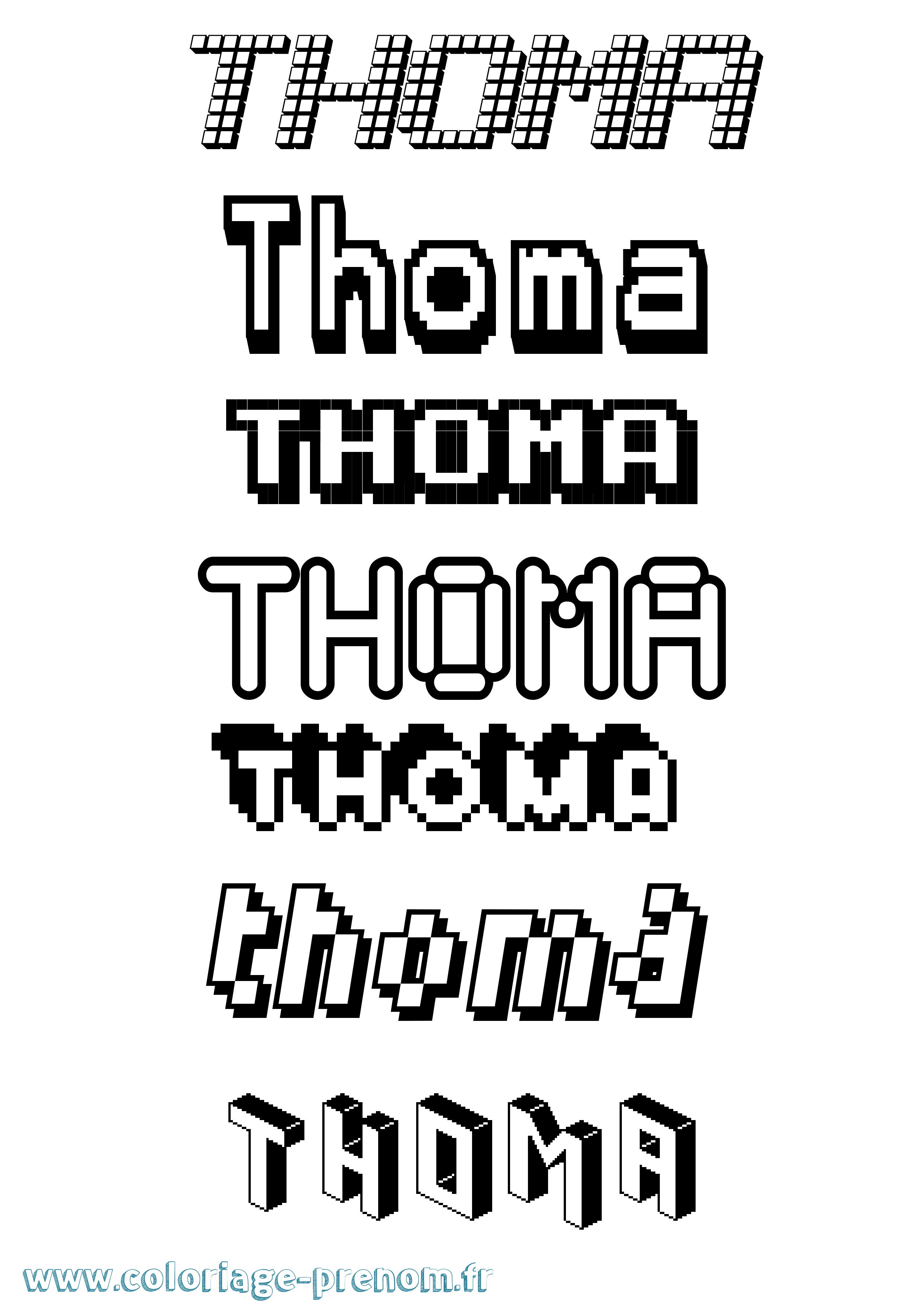 Coloriage prénom Thoma Pixel