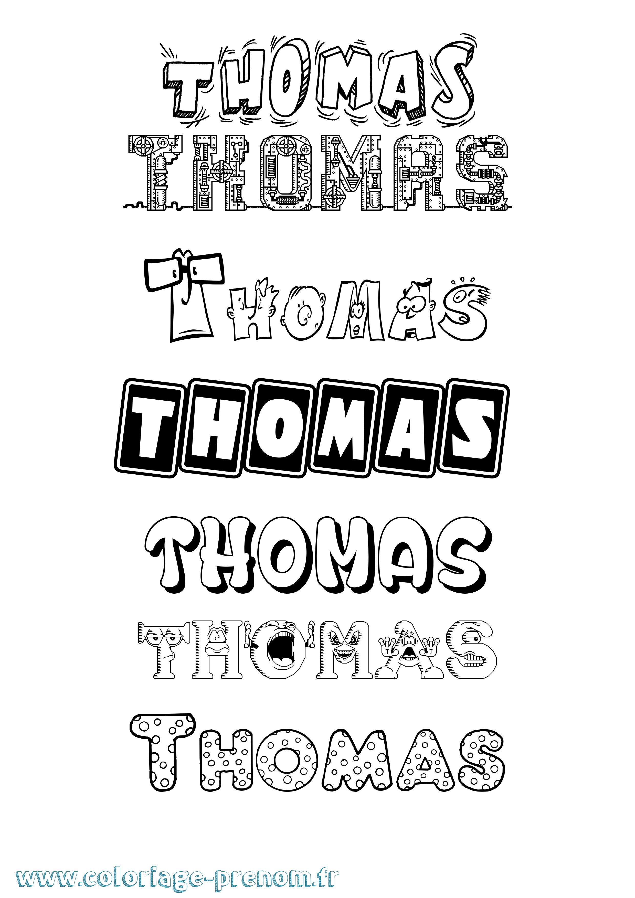 Coloriage prénom Thomas Fun