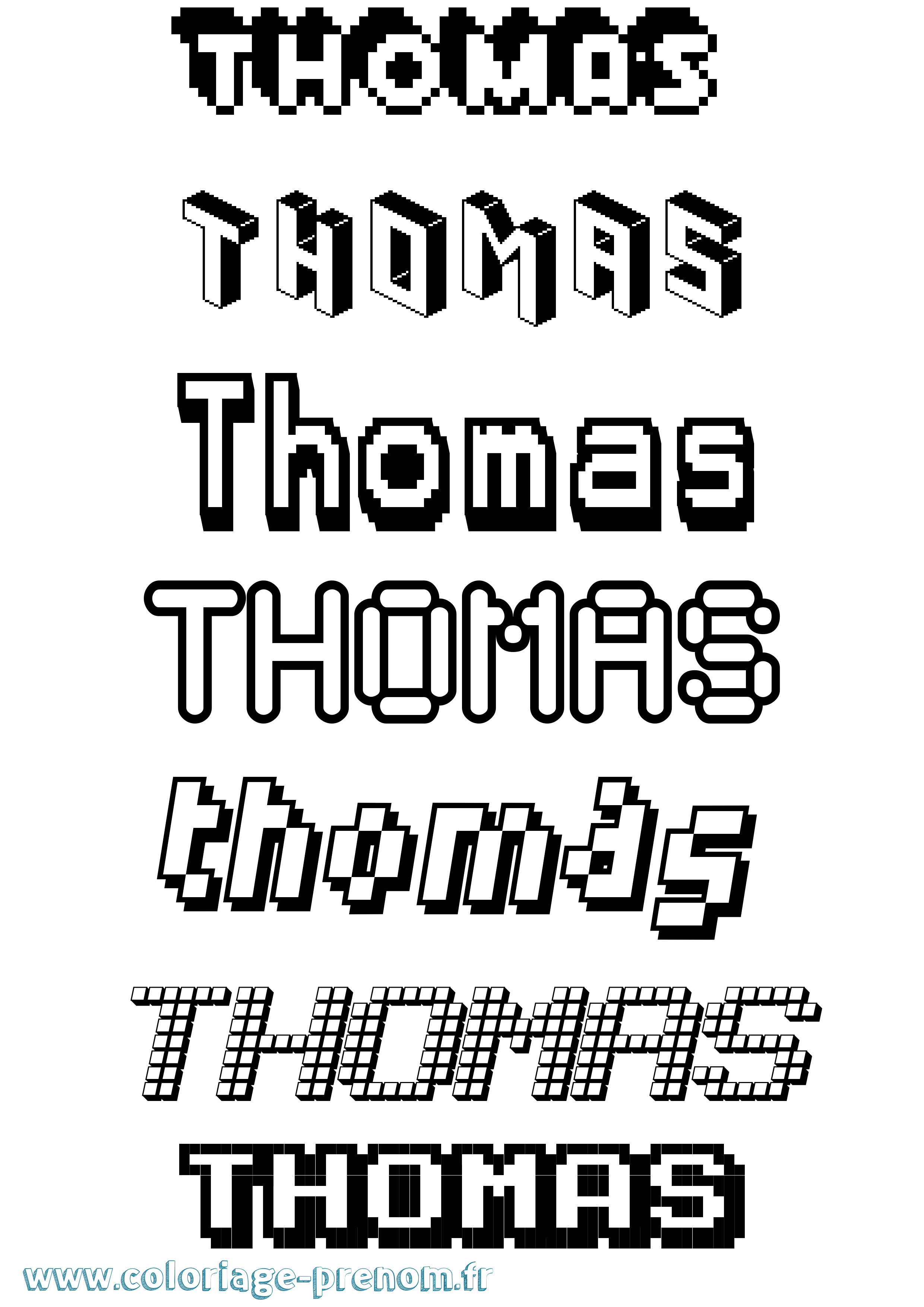 Coloriage prénom Thomas Pixel