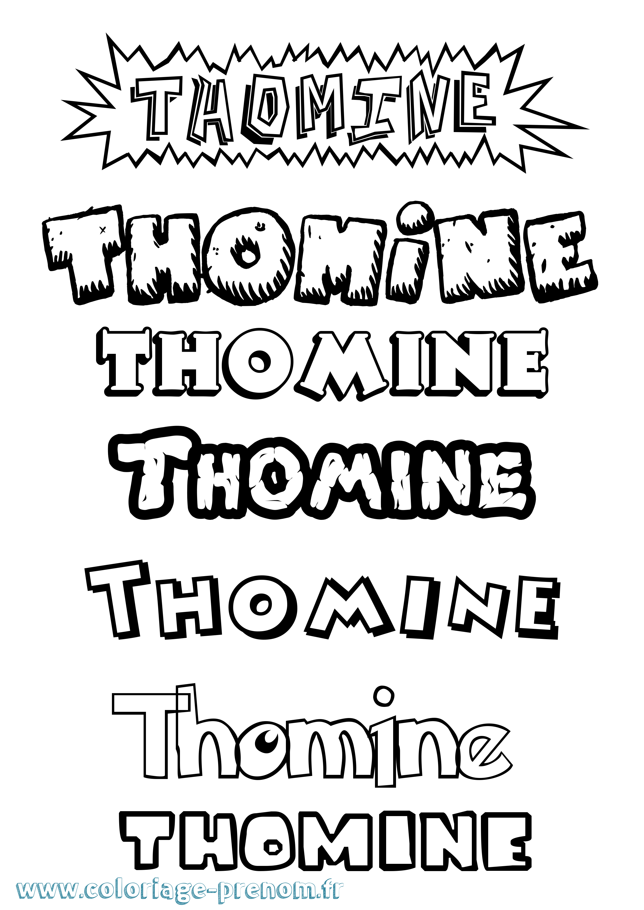 Coloriage prénom Thomine Dessin Animé