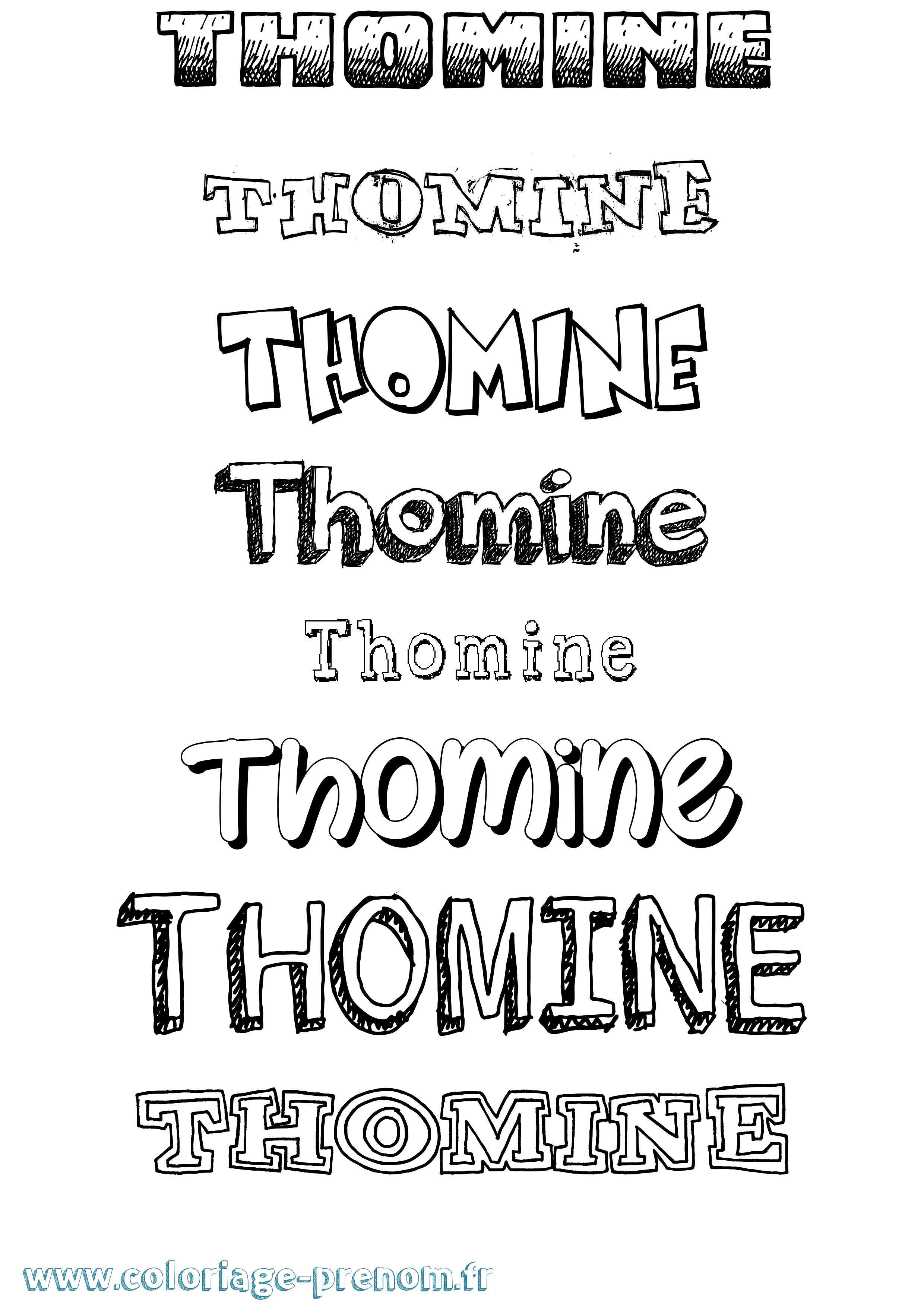 Coloriage prénom Thomine Dessiné