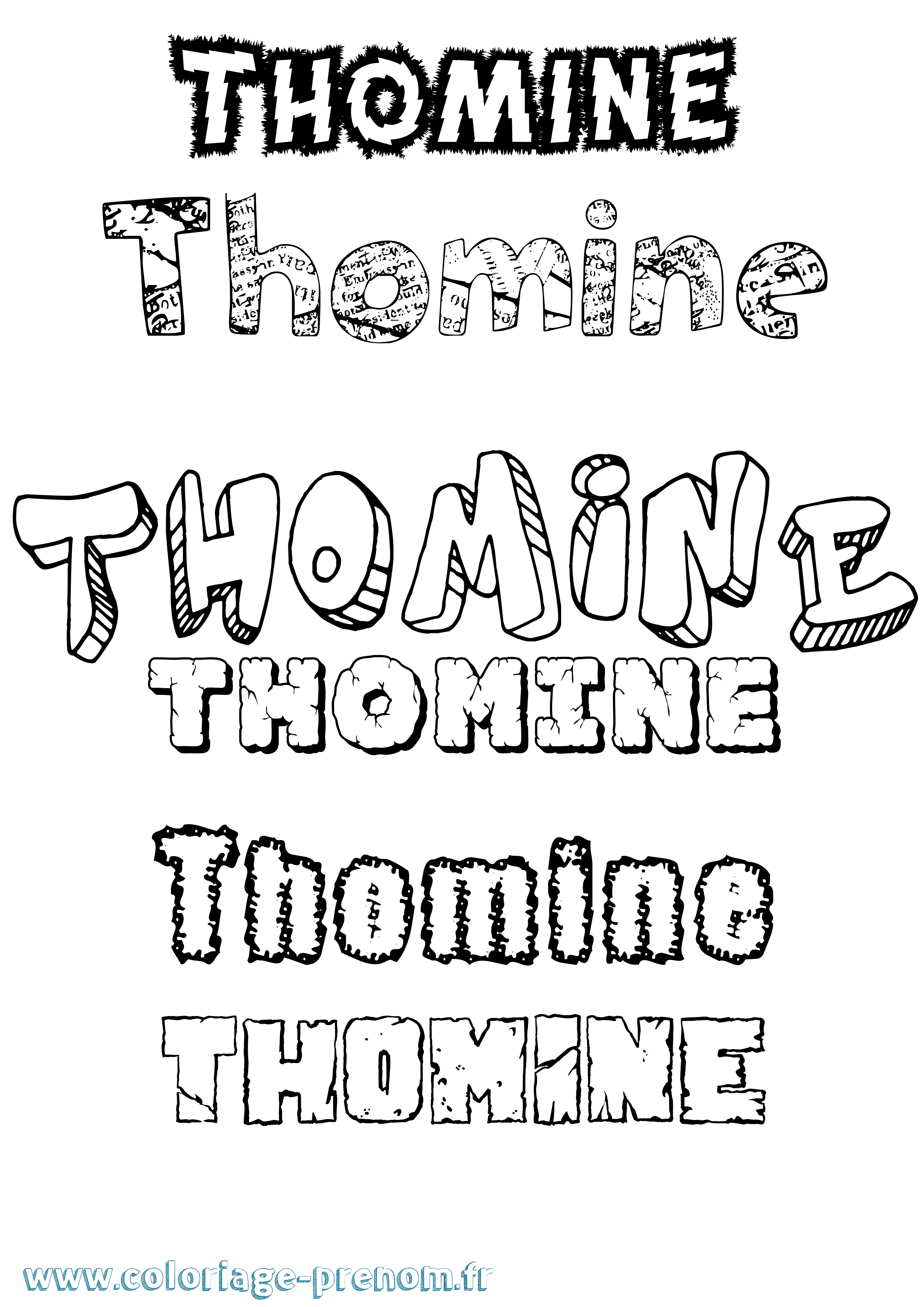 Coloriage prénom Thomine Destructuré