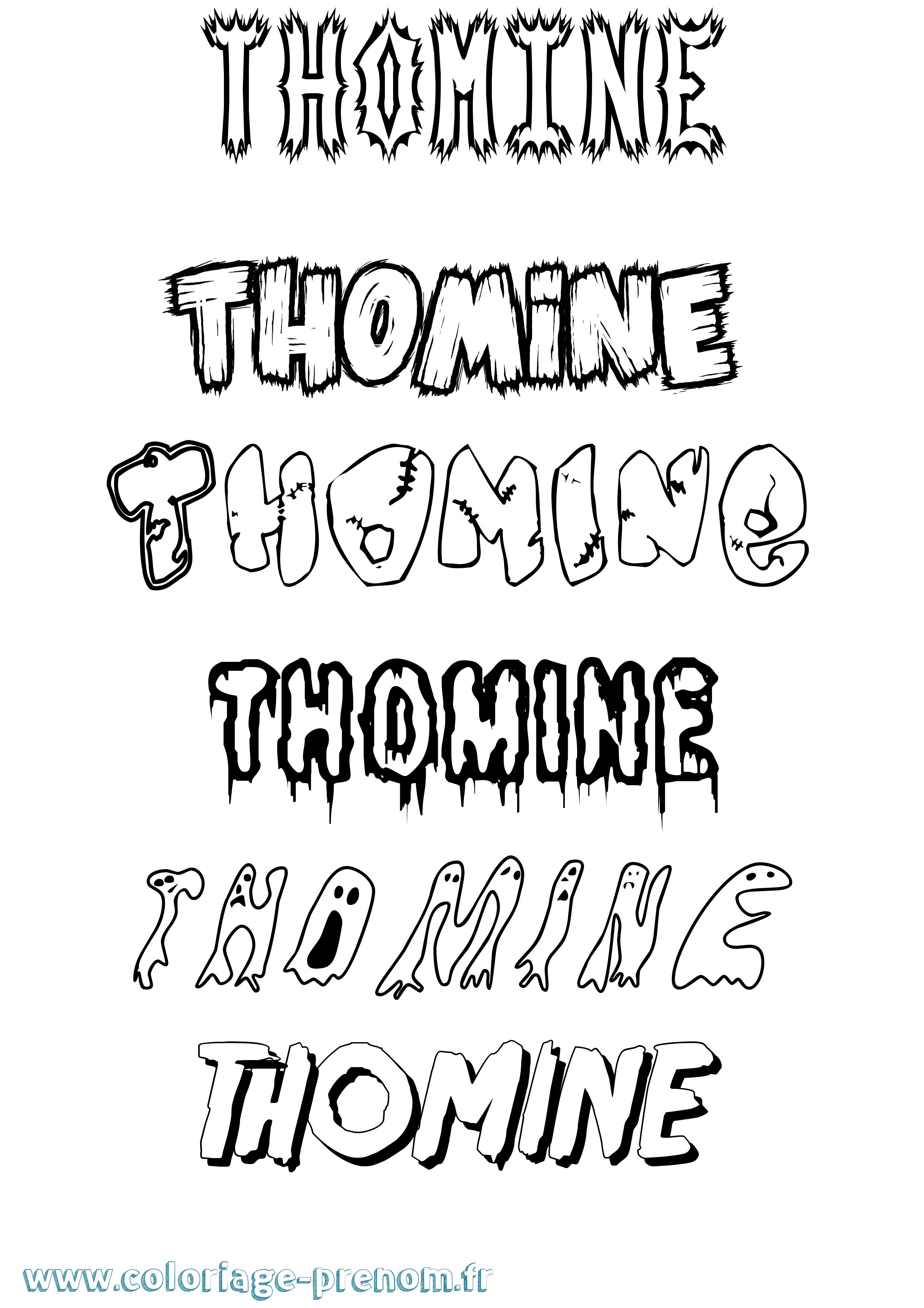 Coloriage prénom Thomine Frisson