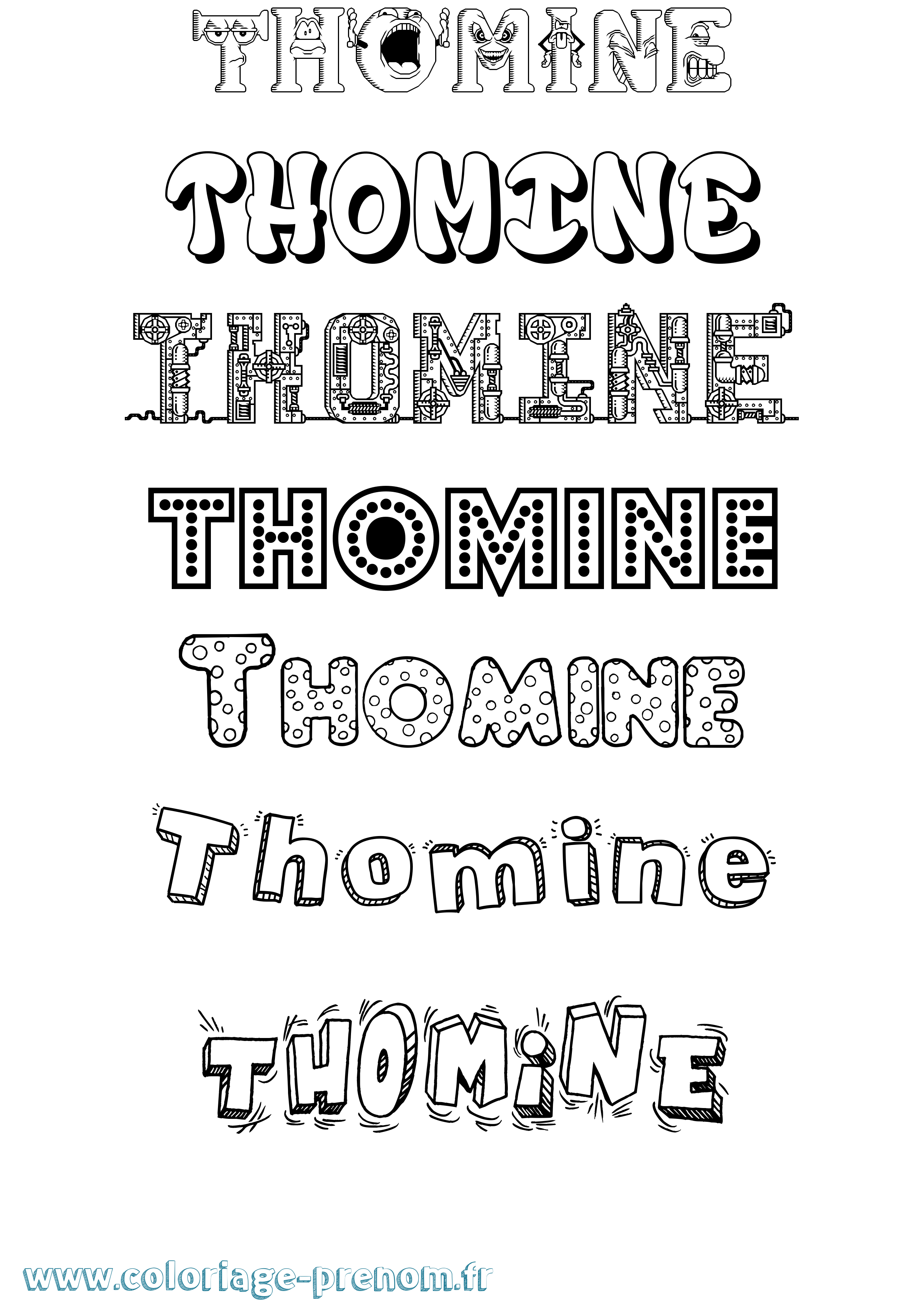 Coloriage prénom Thomine Fun