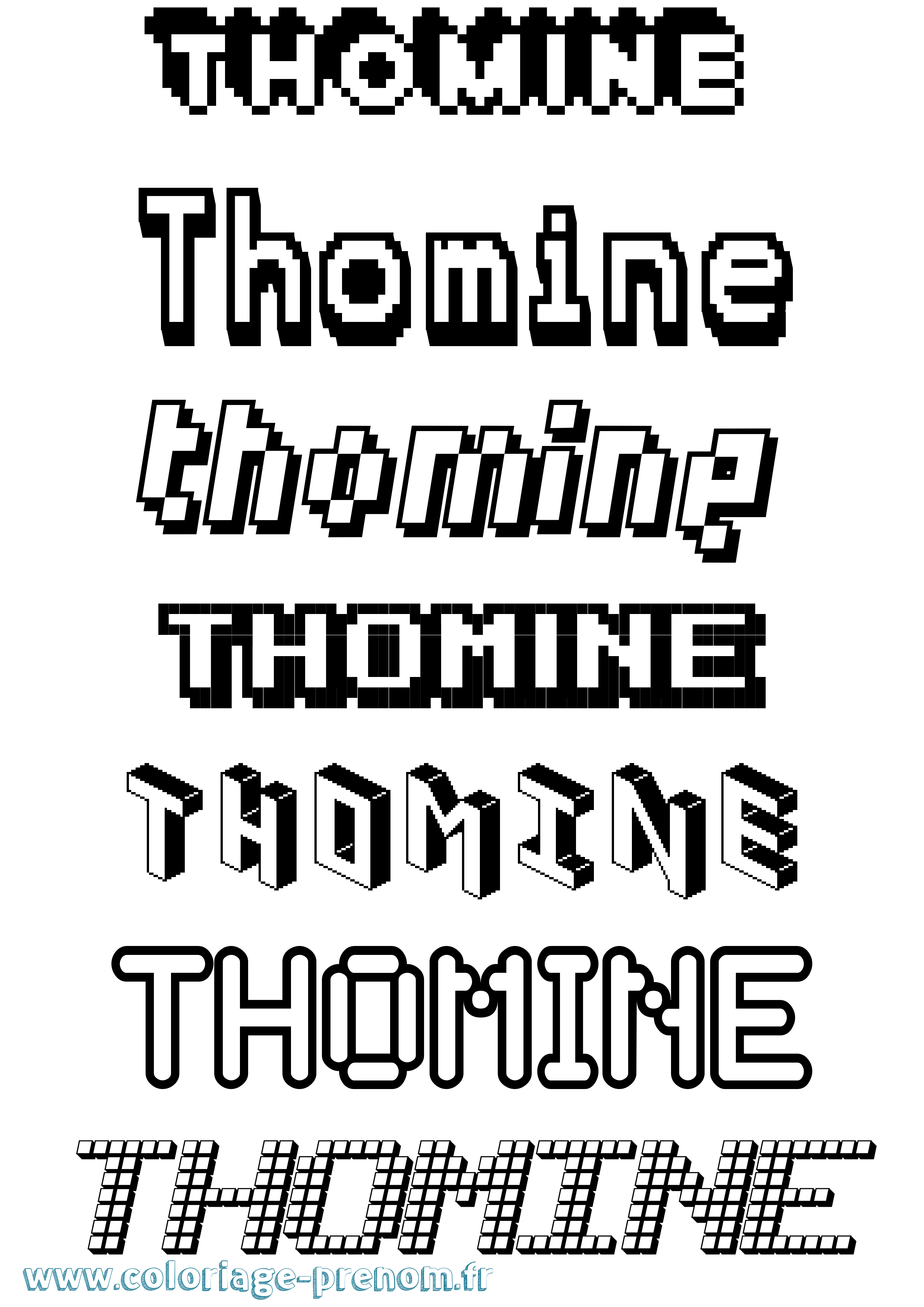 Coloriage prénom Thomine Pixel