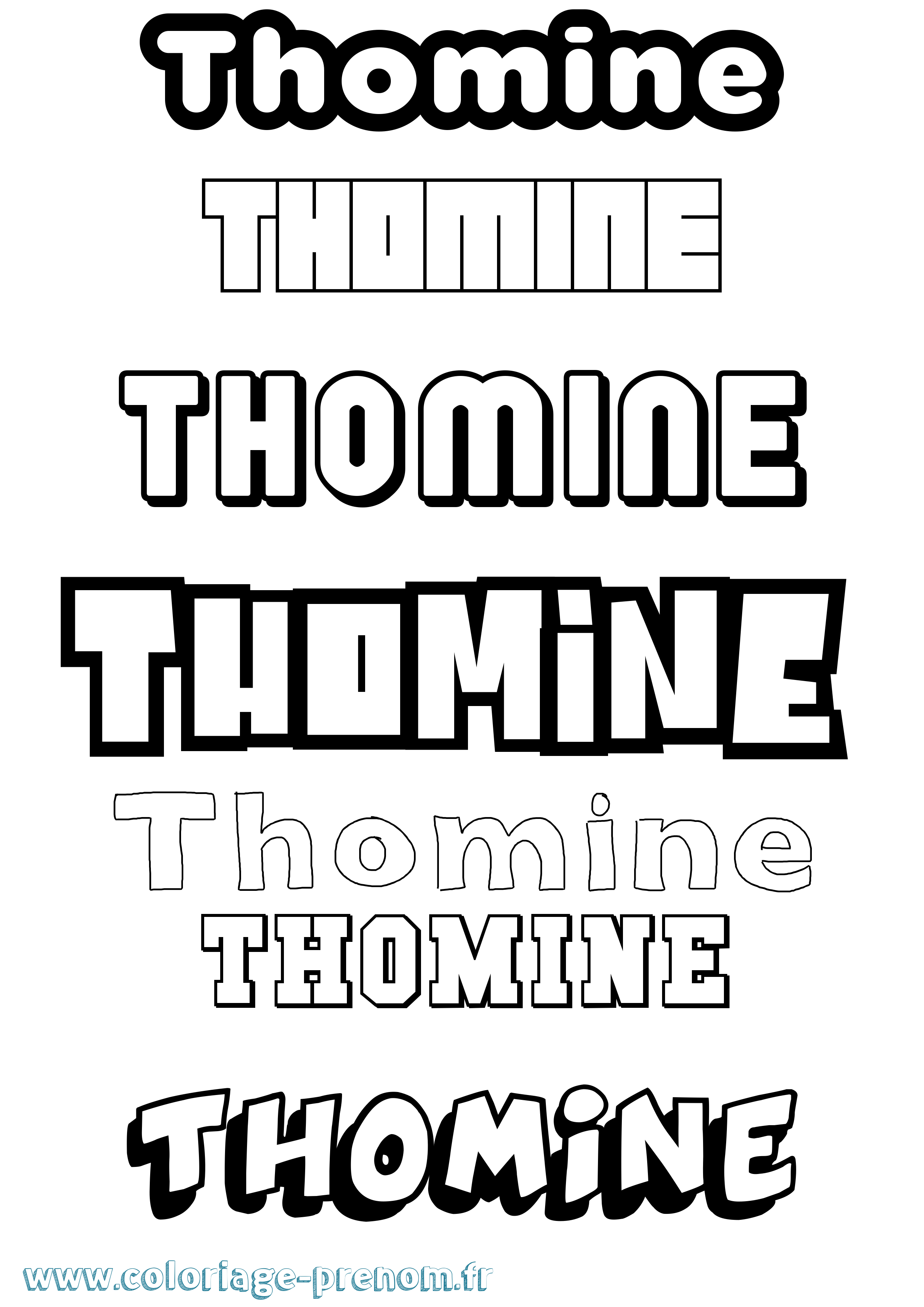 Coloriage prénom Thomine Simple
