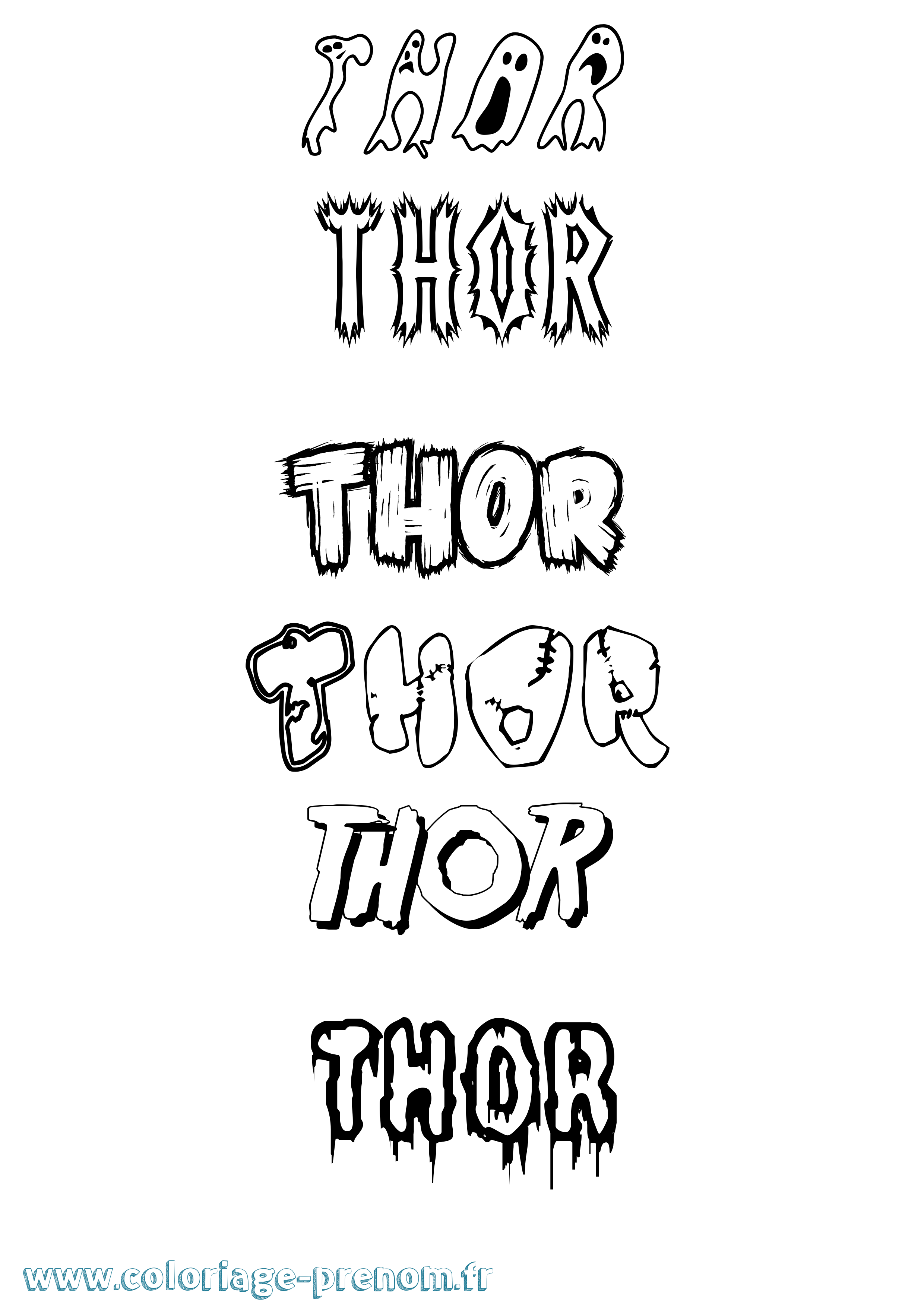 Coloriage prénom Thor Frisson