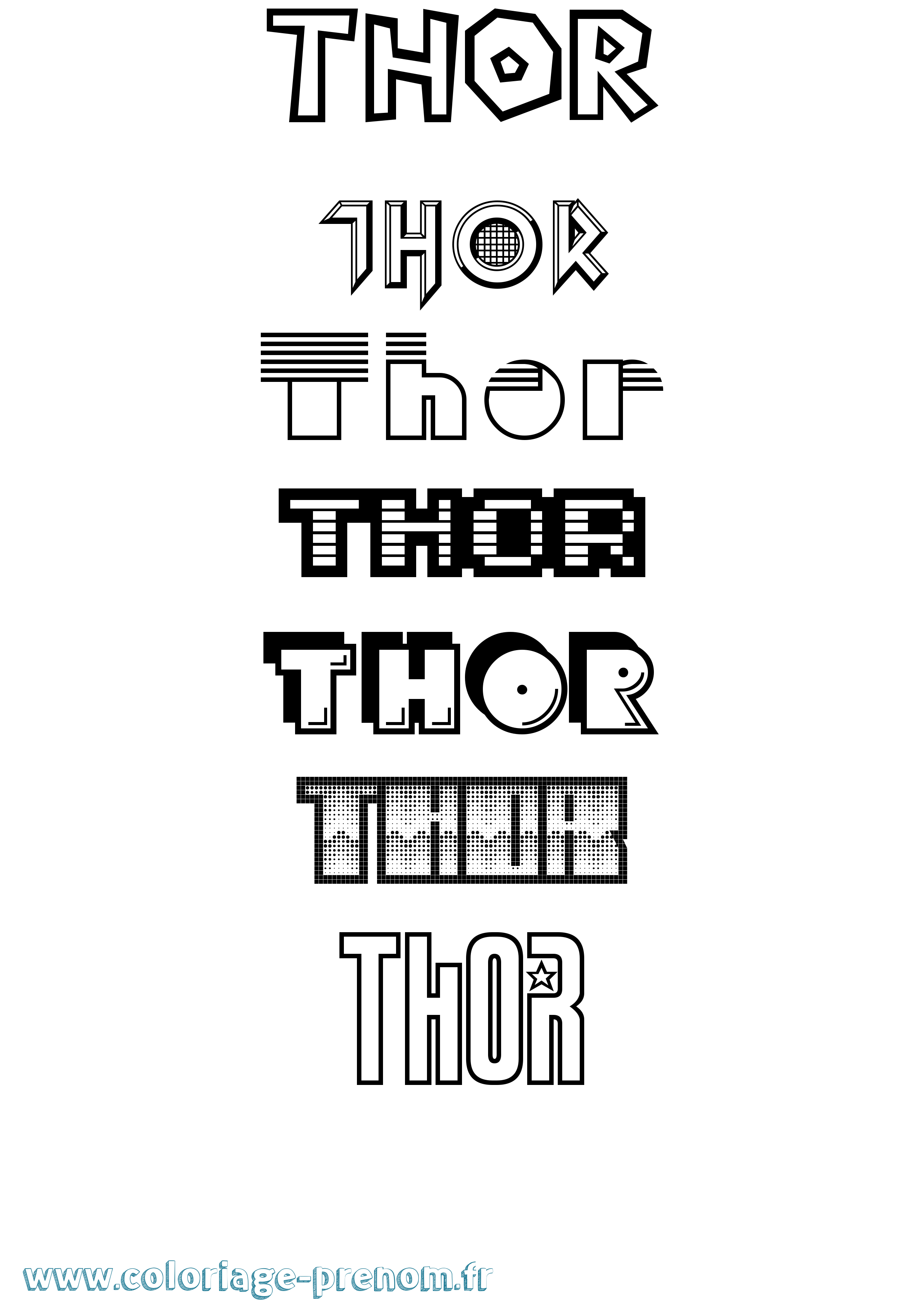 Coloriage prénom Thor Jeux Vidéos
