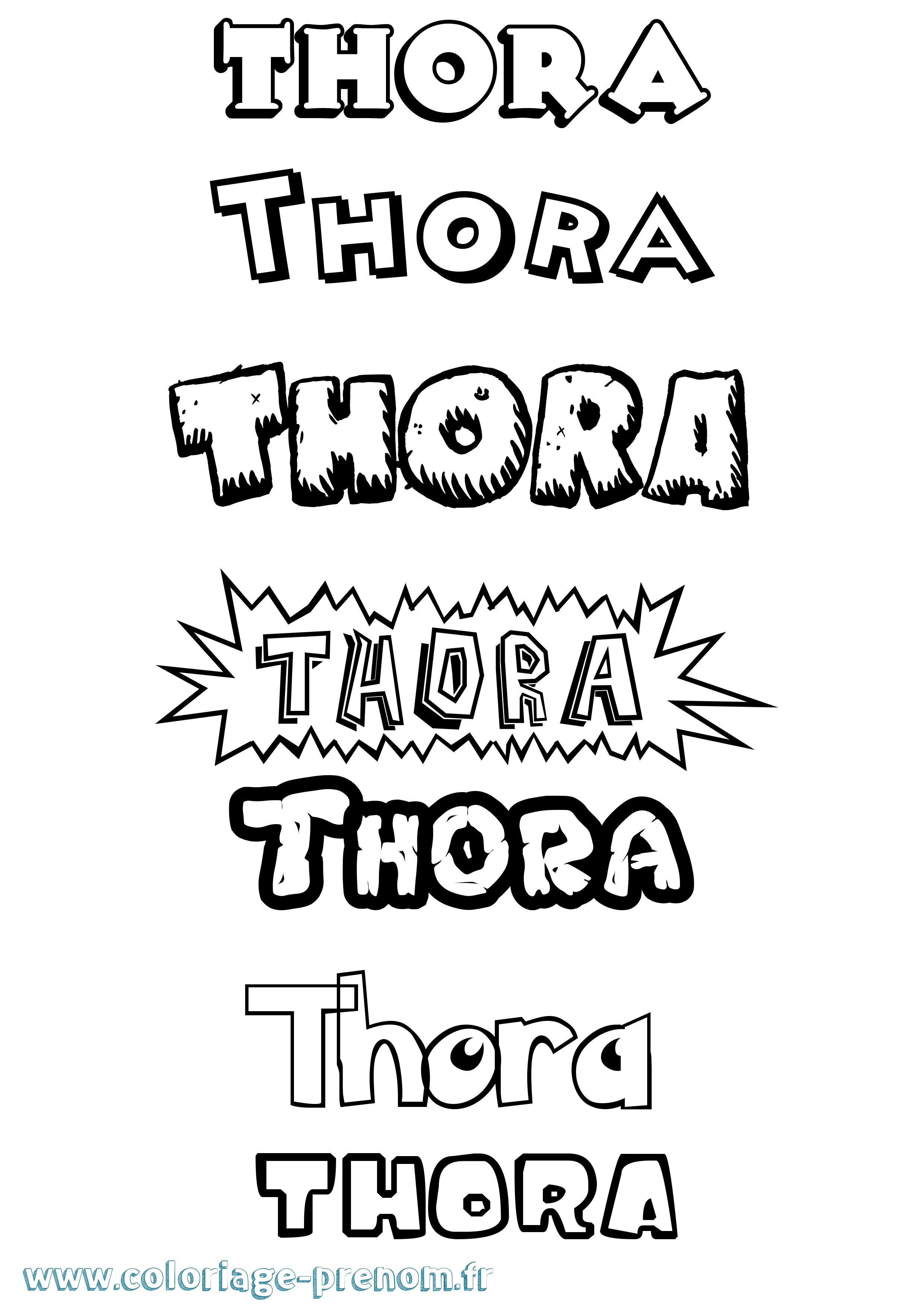 Coloriage prénom Thora Dessin Animé