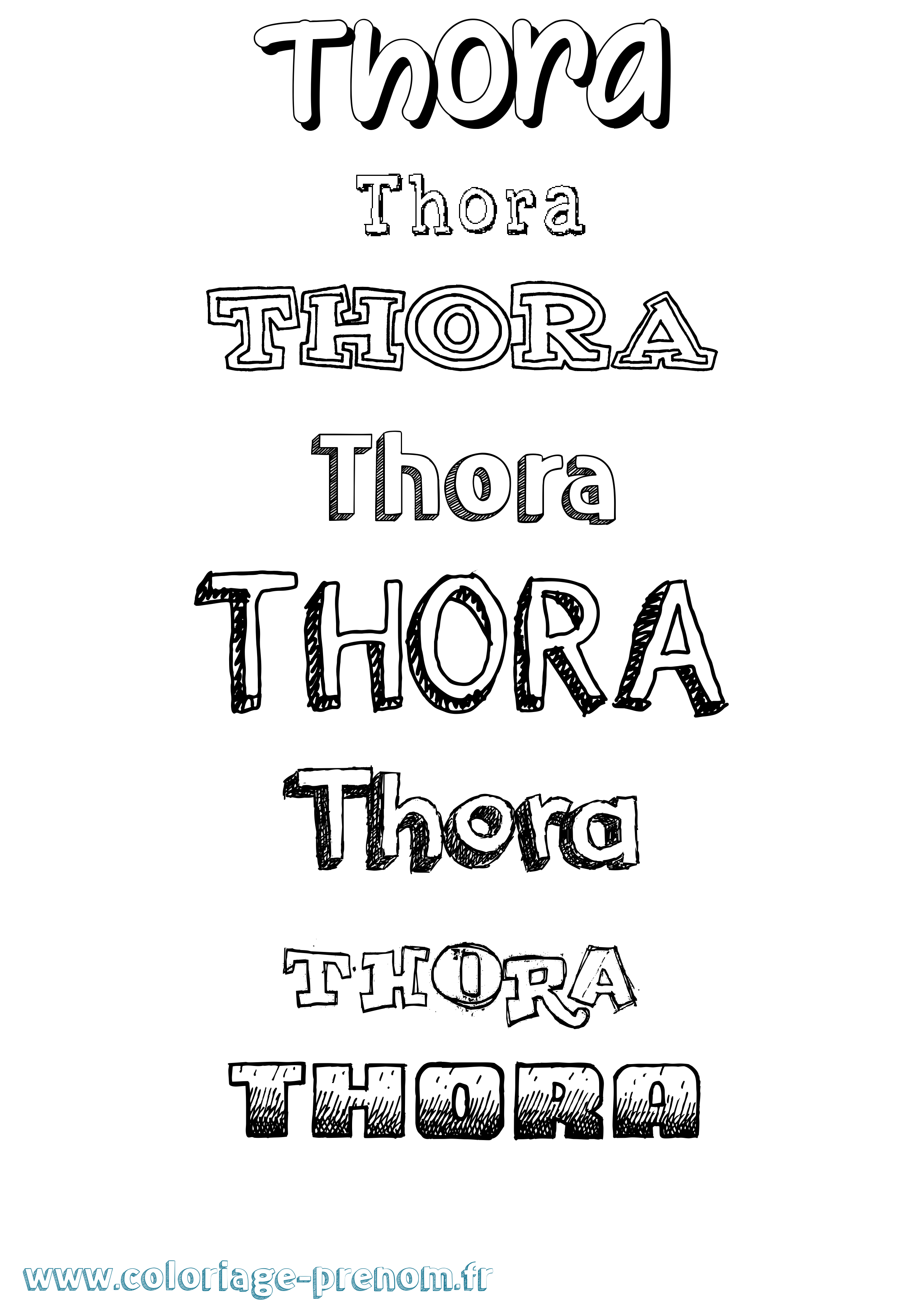 Coloriage prénom Thora Dessiné