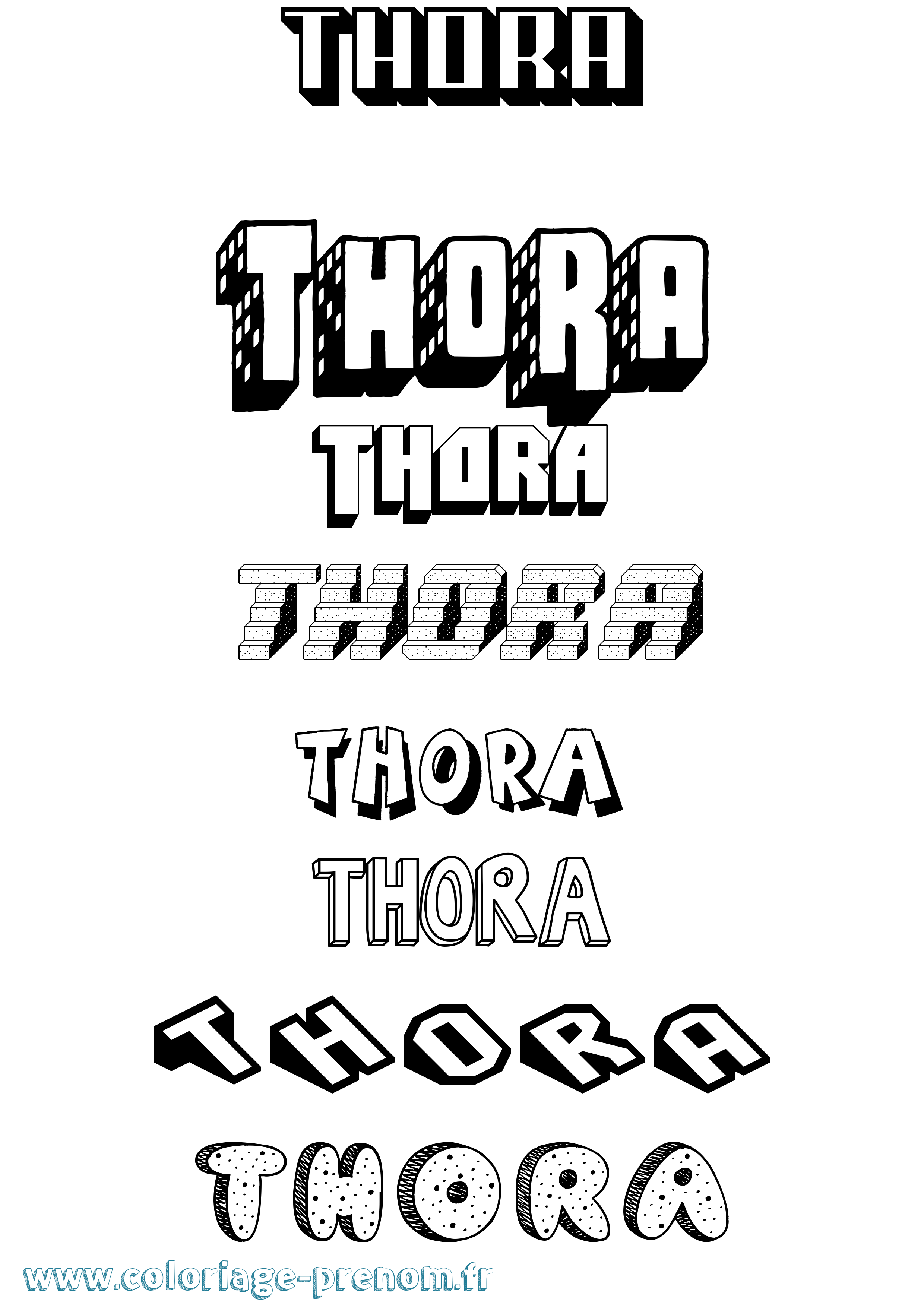 Coloriage prénom Thora Effet 3D