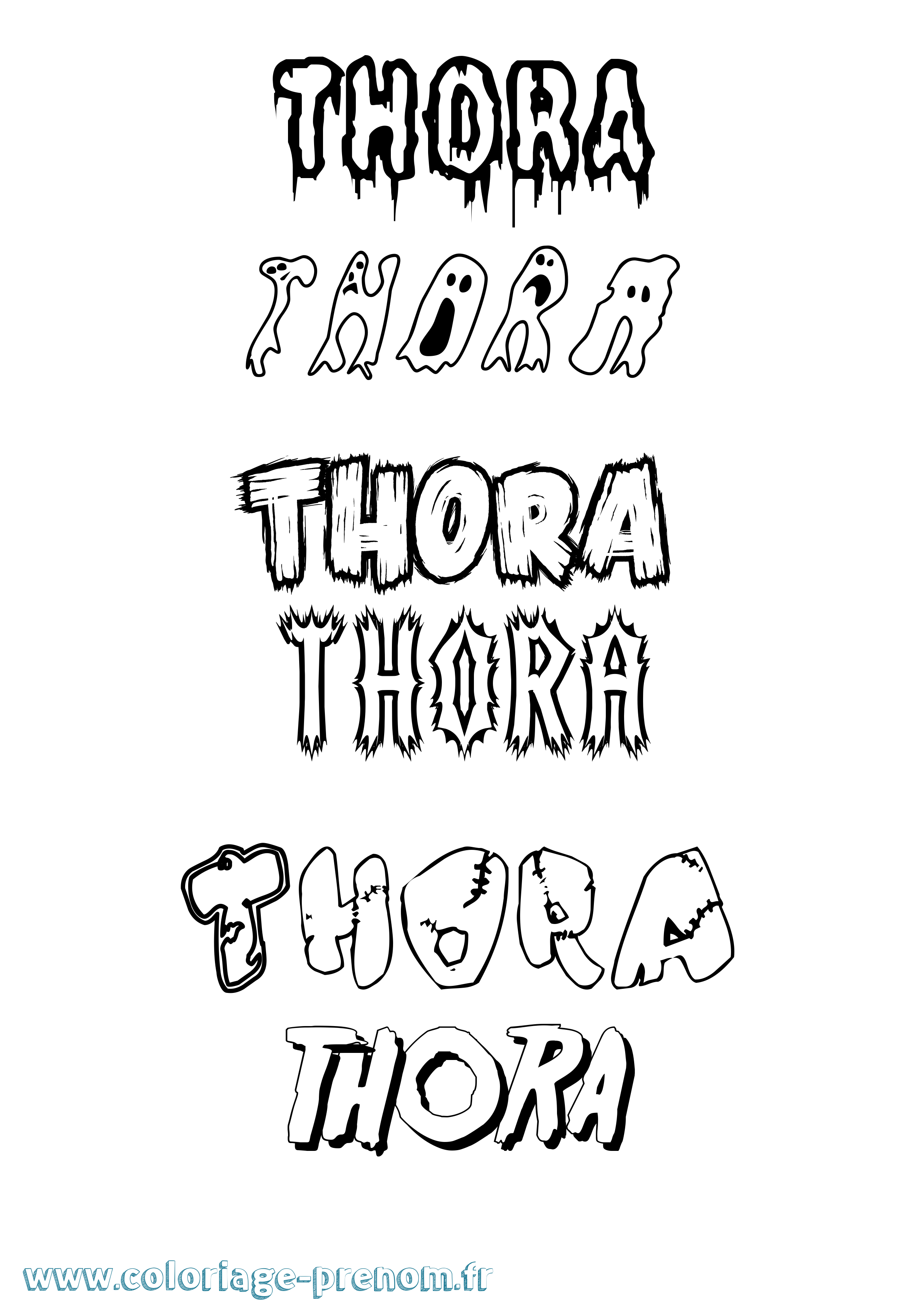 Coloriage prénom Thora Frisson