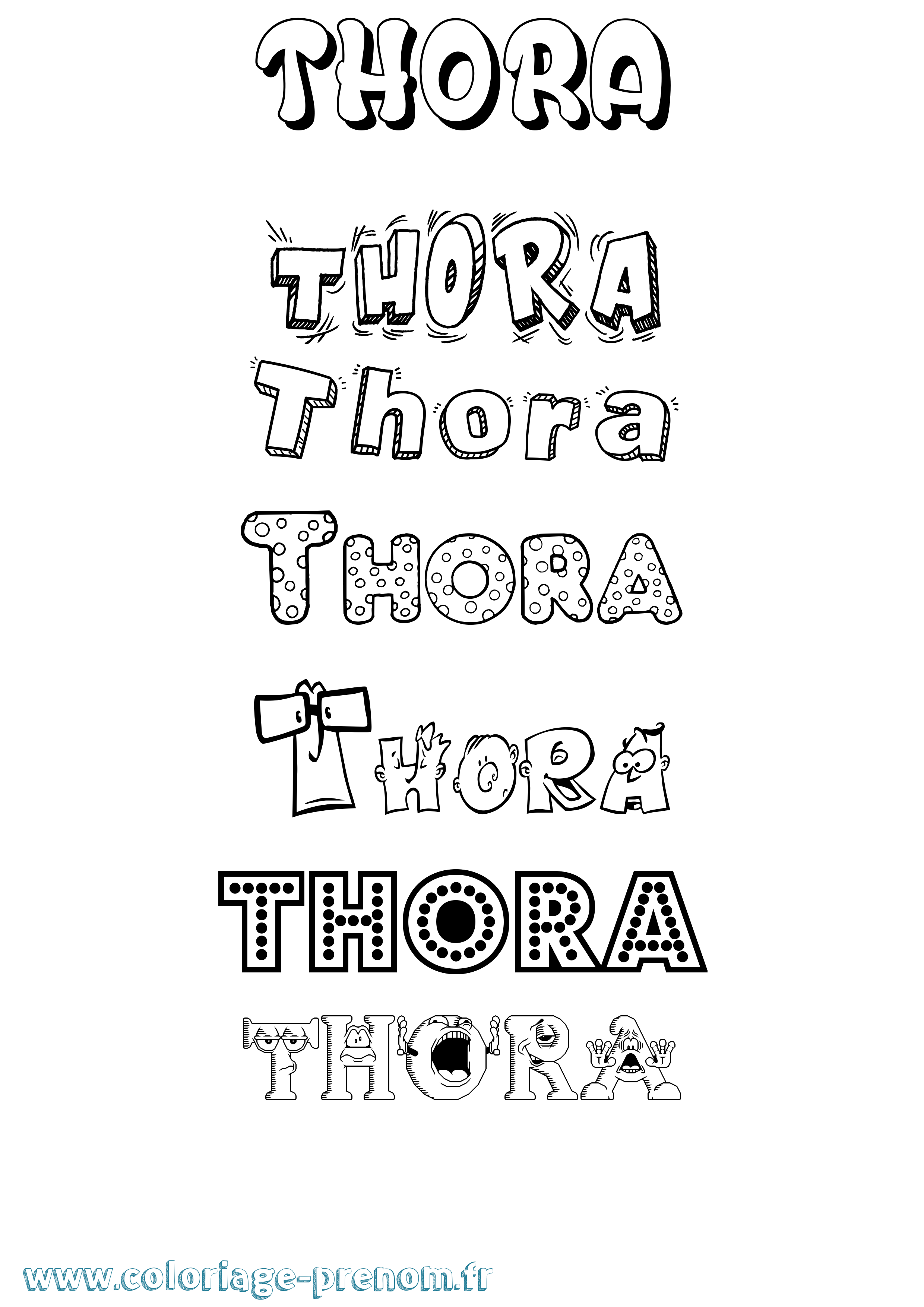Coloriage prénom Thora Fun