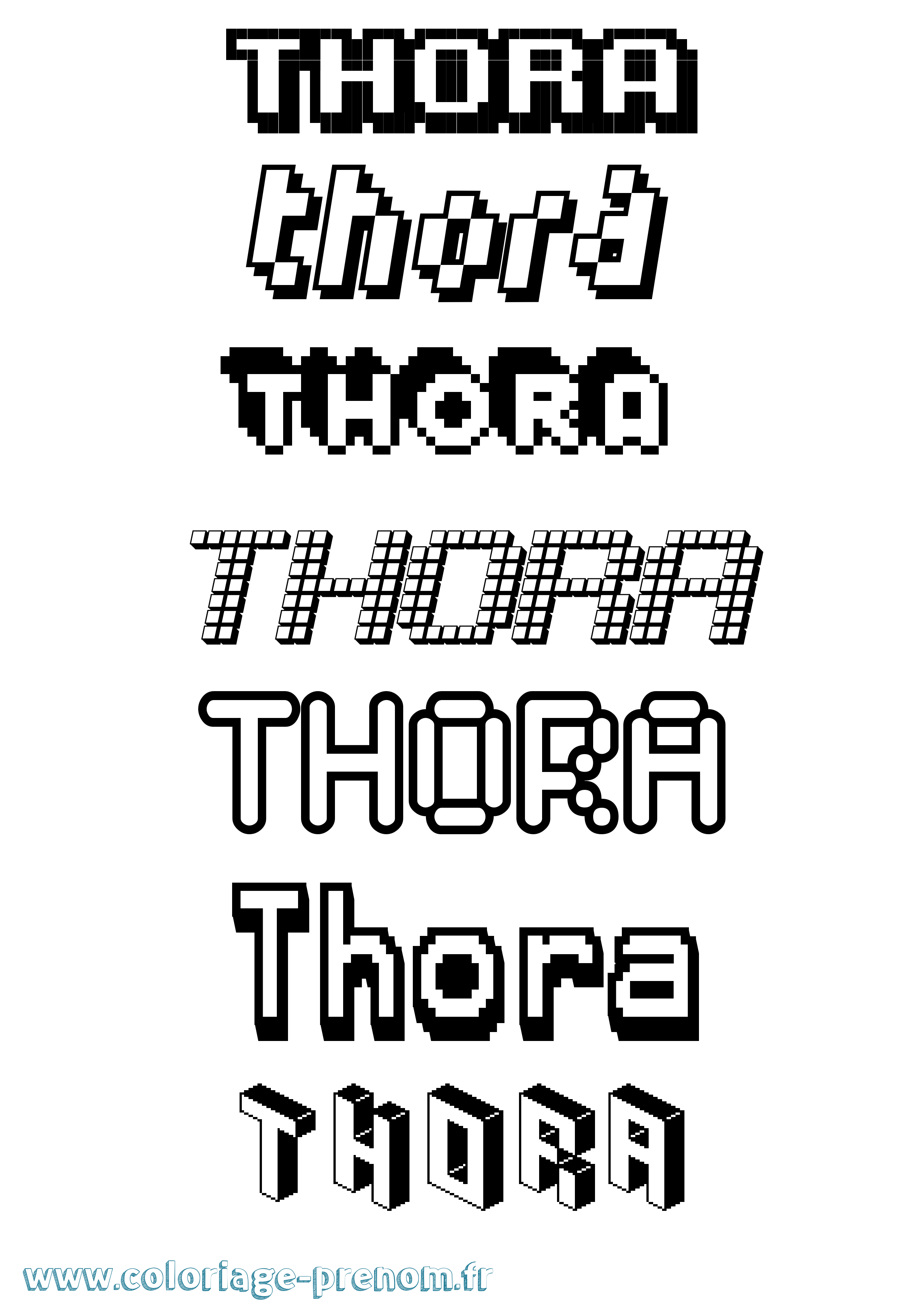Coloriage prénom Thora Pixel