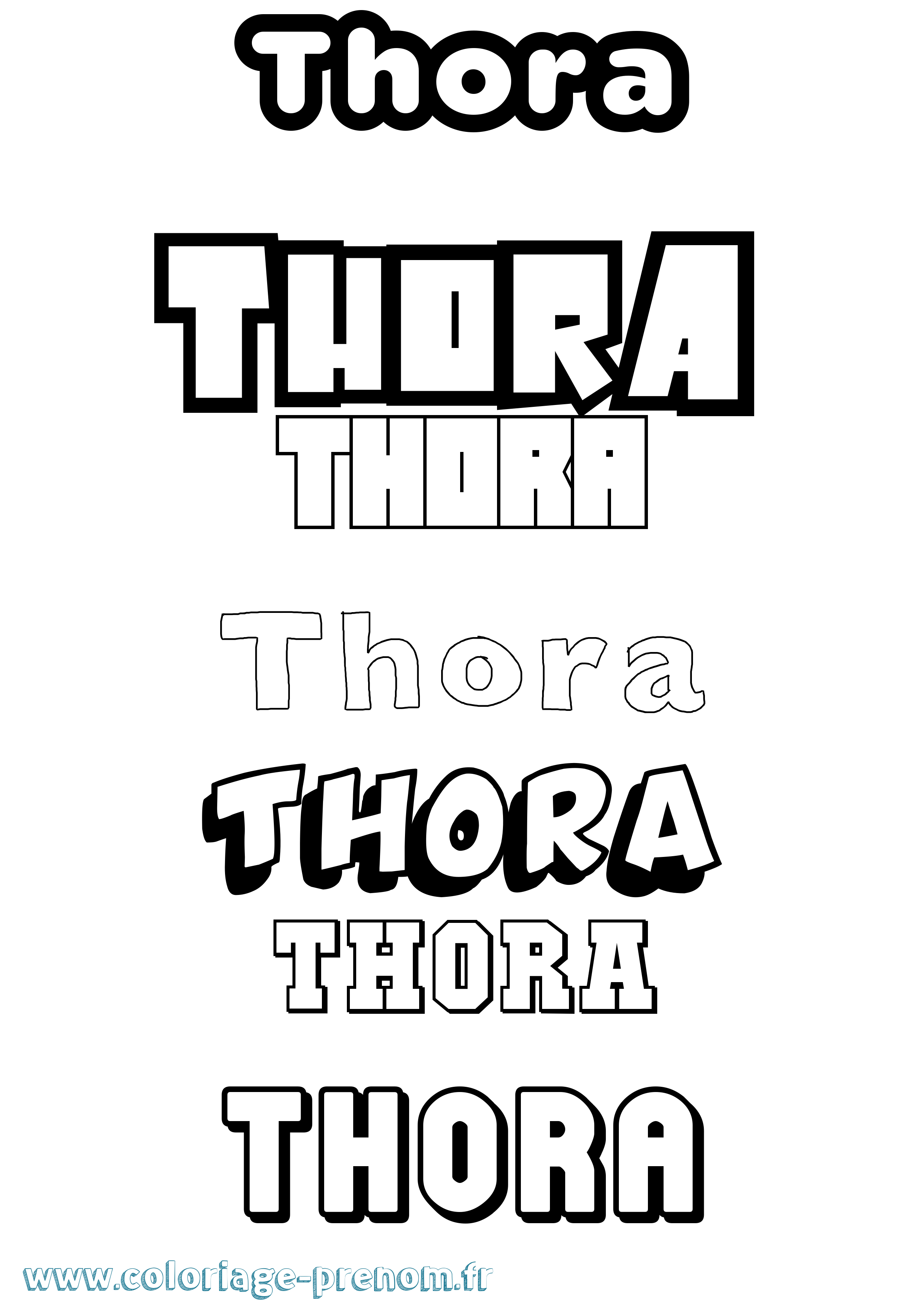 Coloriage prénom Thora Simple
