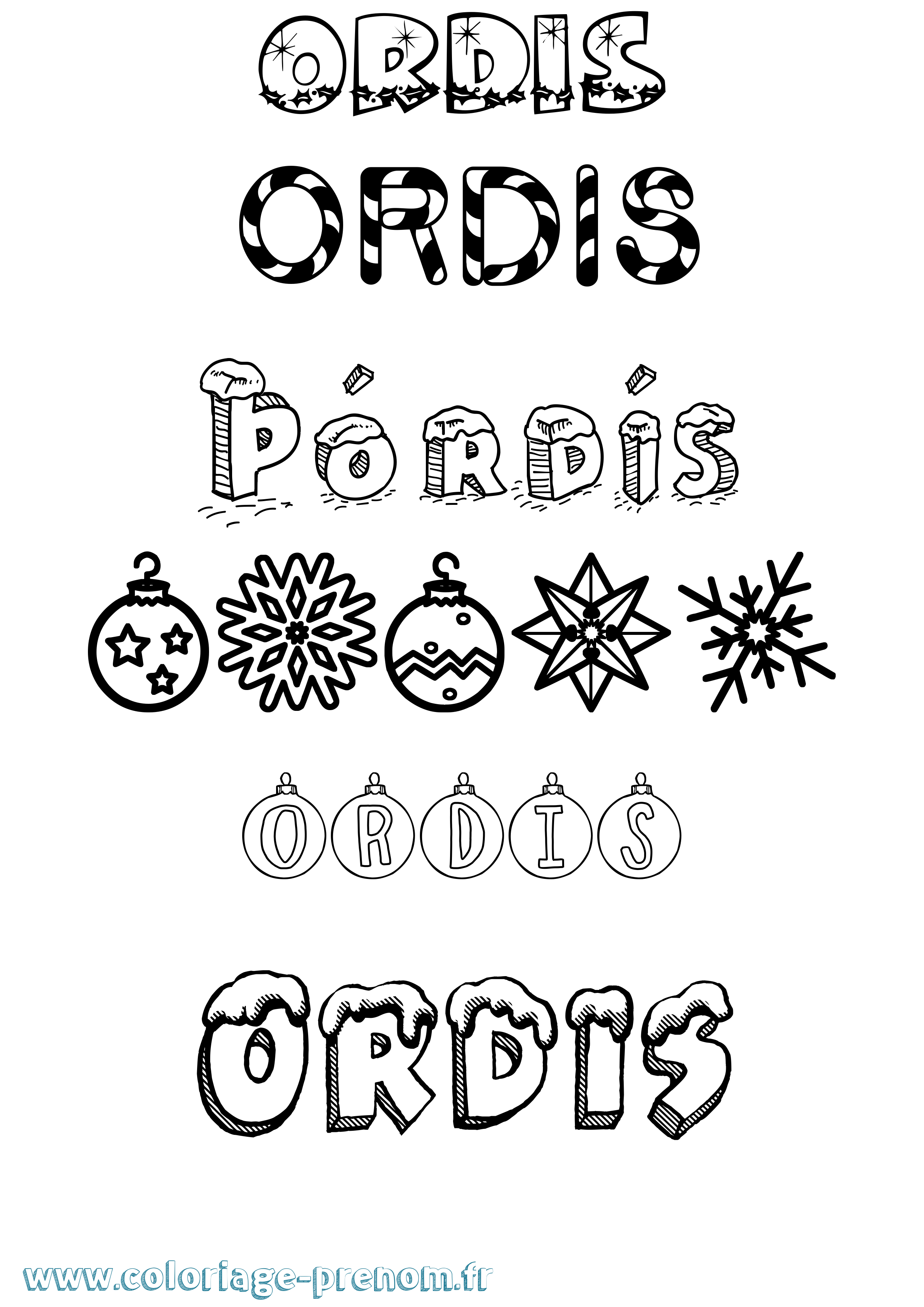Coloriage prénom Þórdís Noël