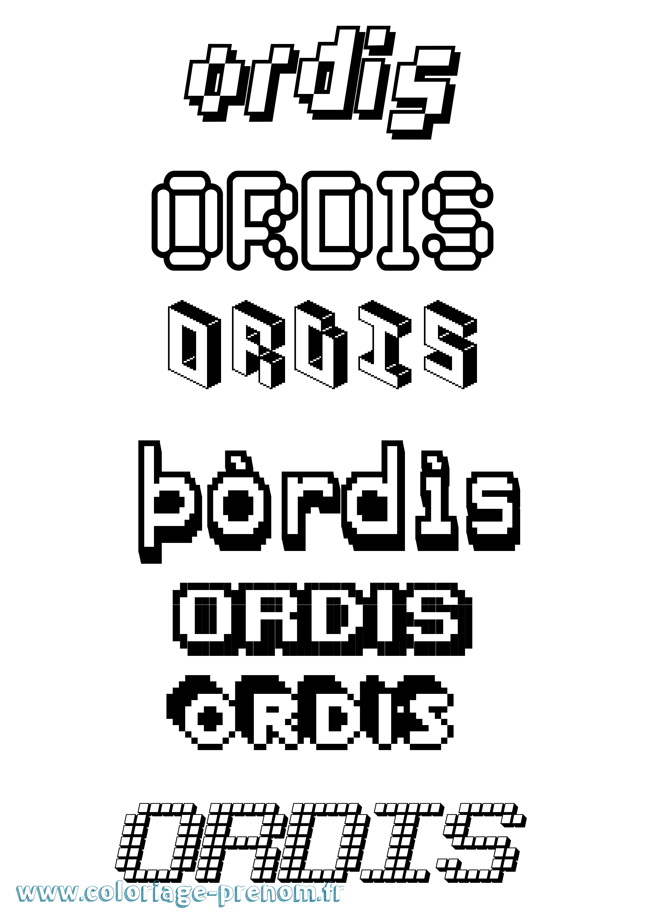 Coloriage prénom Þórdís Pixel