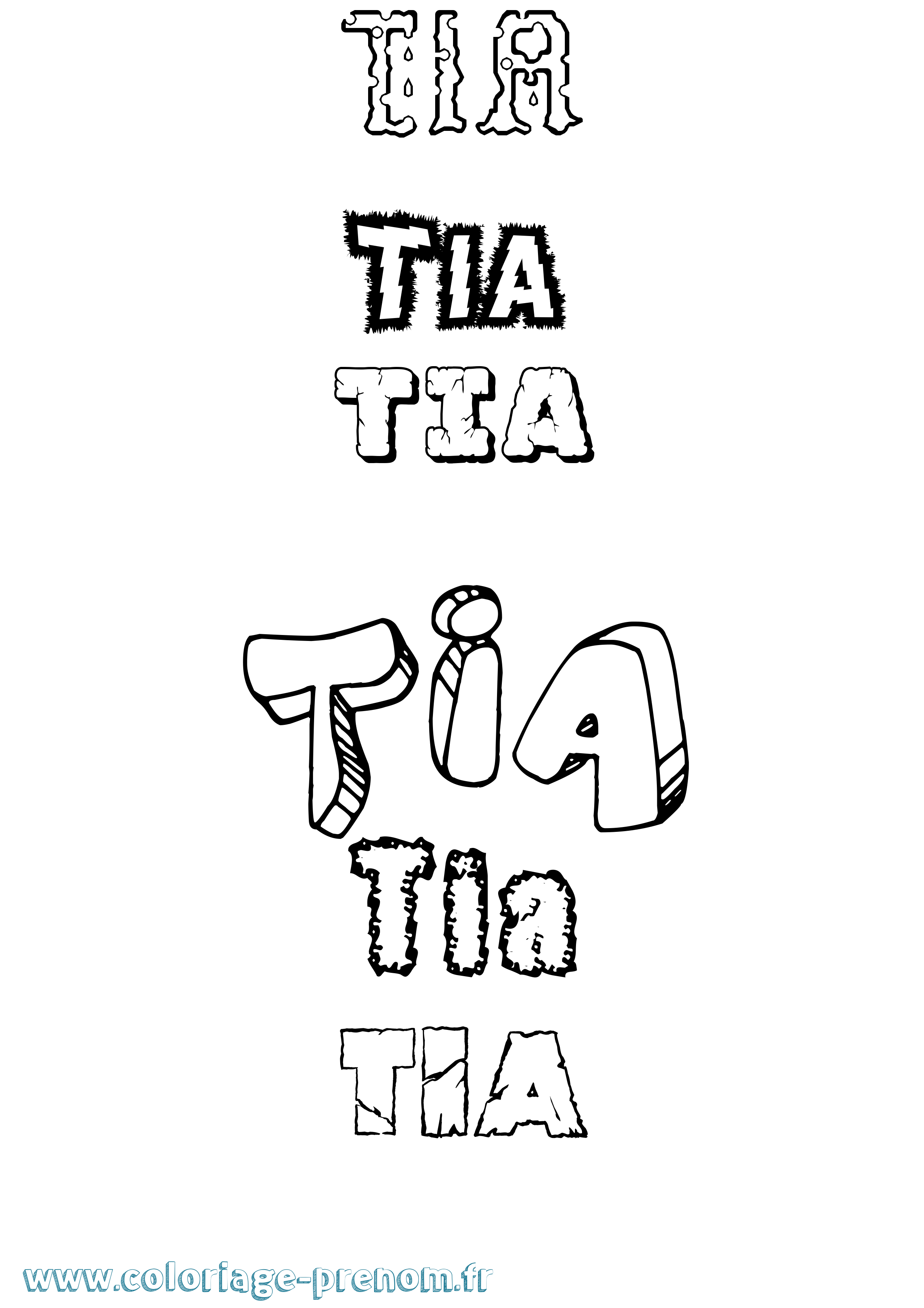 Coloriage prénom Tia