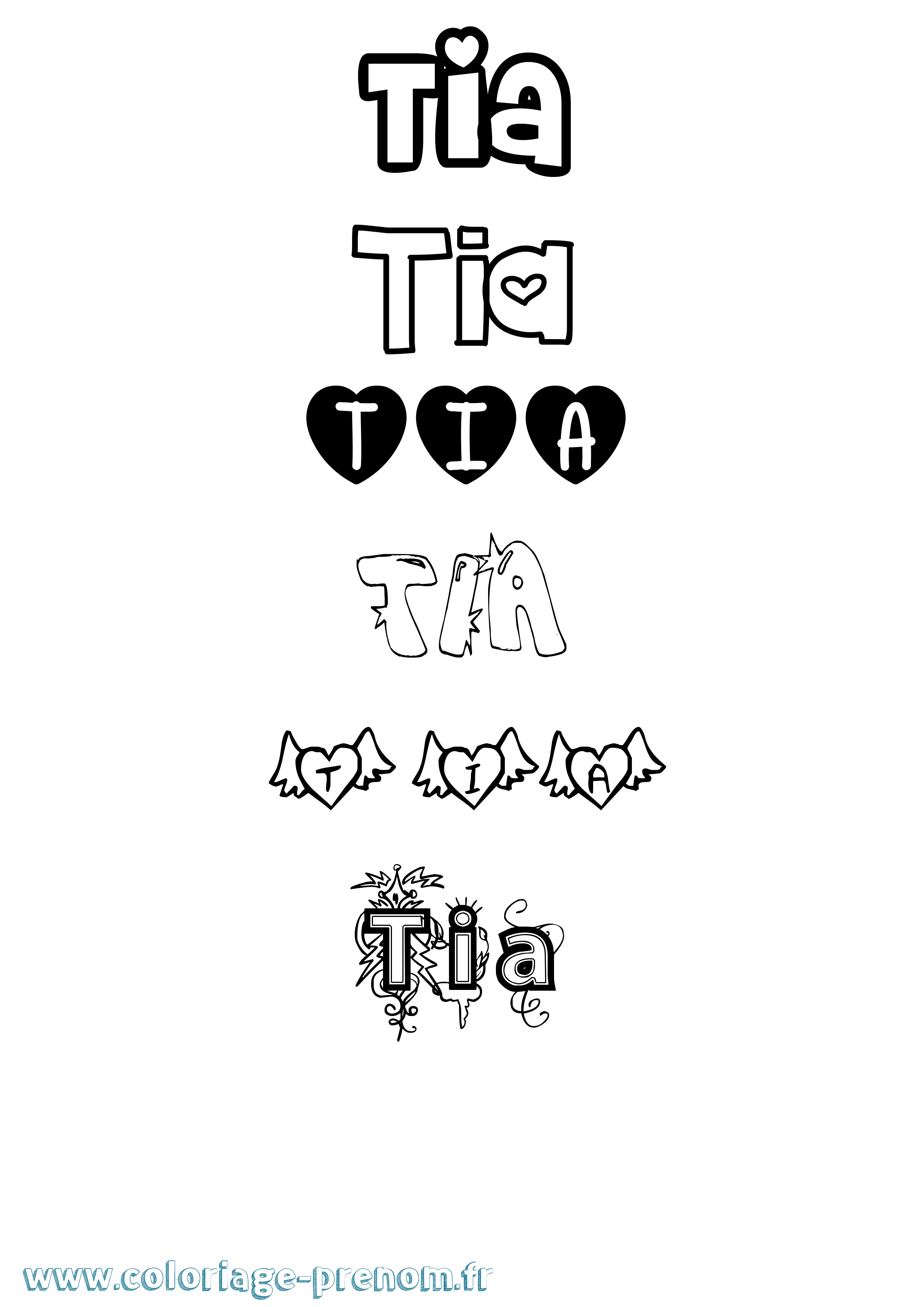 Coloriage prénom Tia