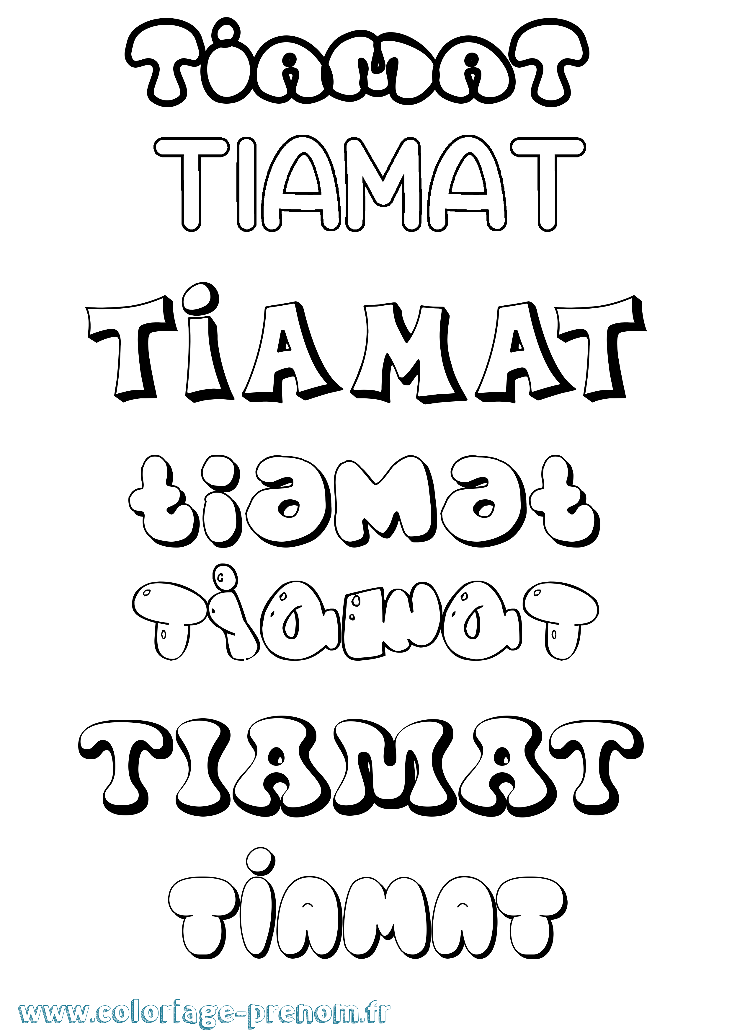 Coloriage prénom Tiamat Bubble