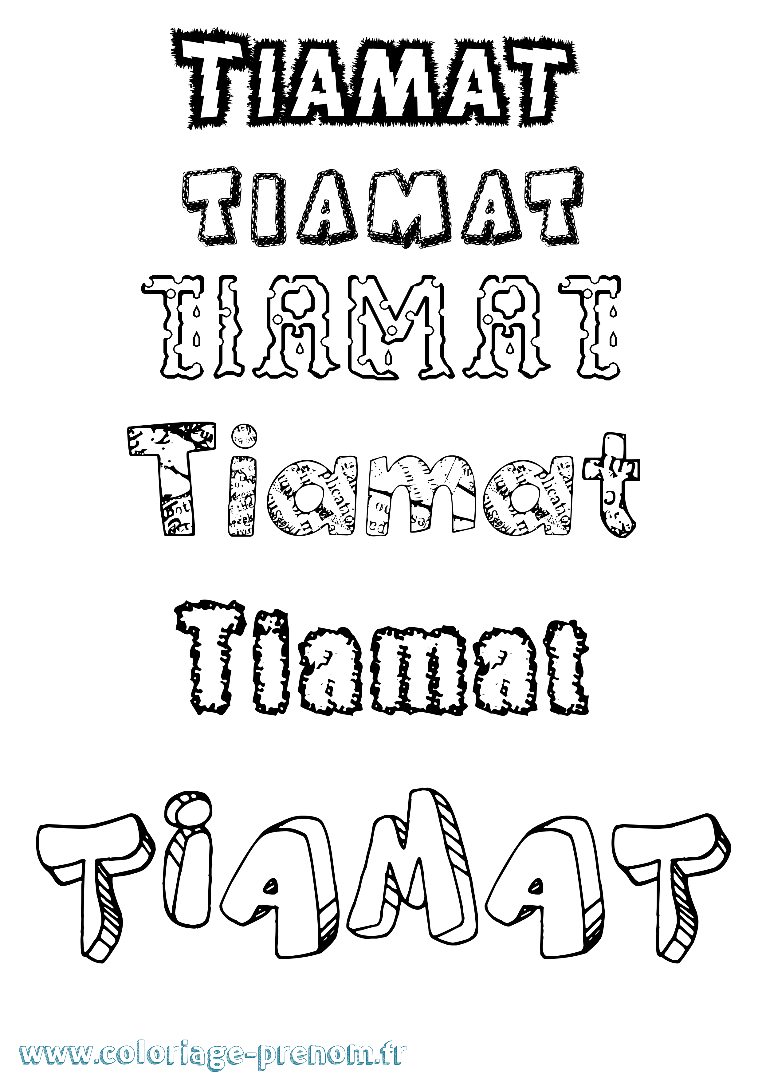Coloriage prénom Tiamat Destructuré