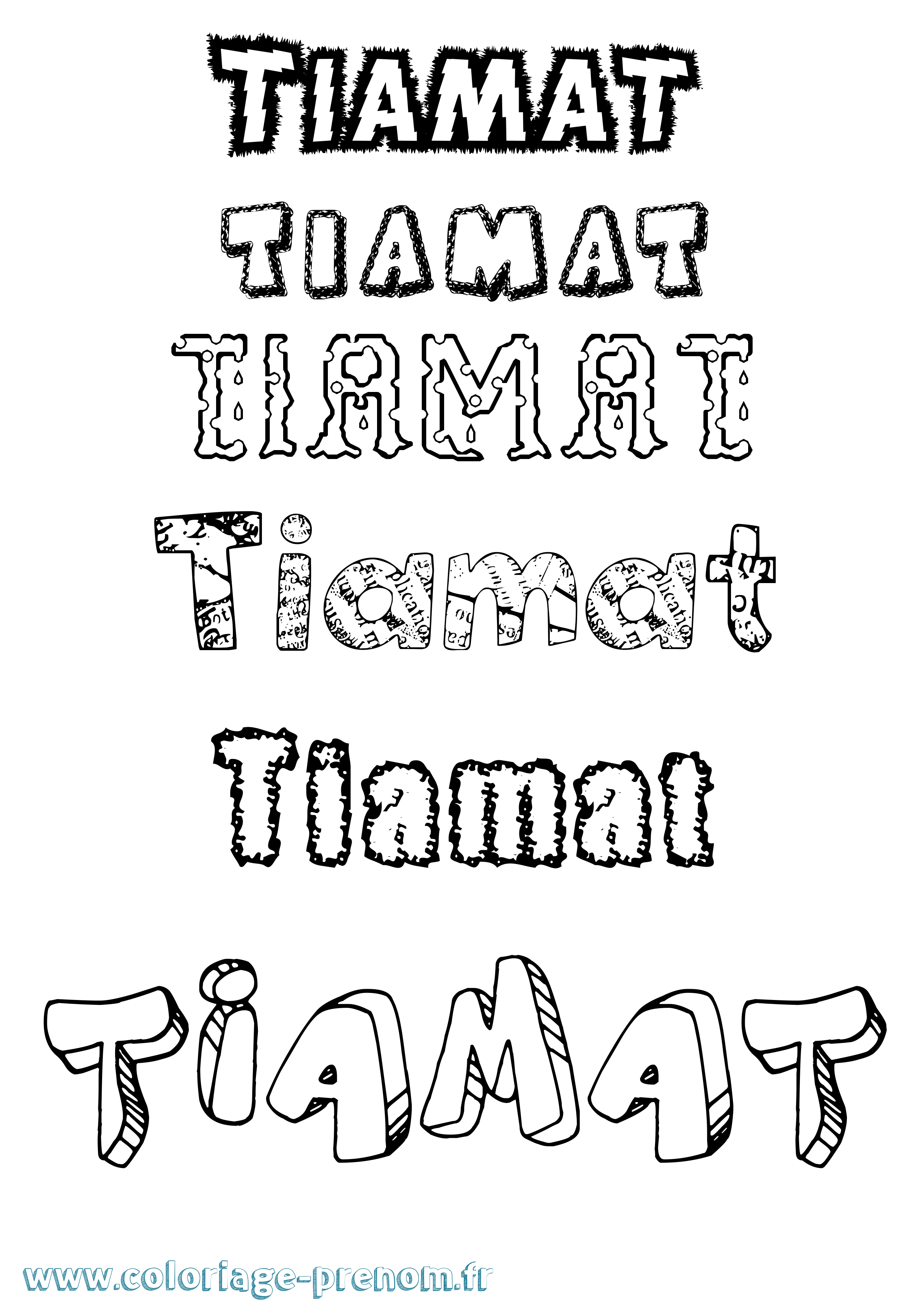 Coloriage Tiamat Destructuré Coloriage prénom Tiamat Destructuré
